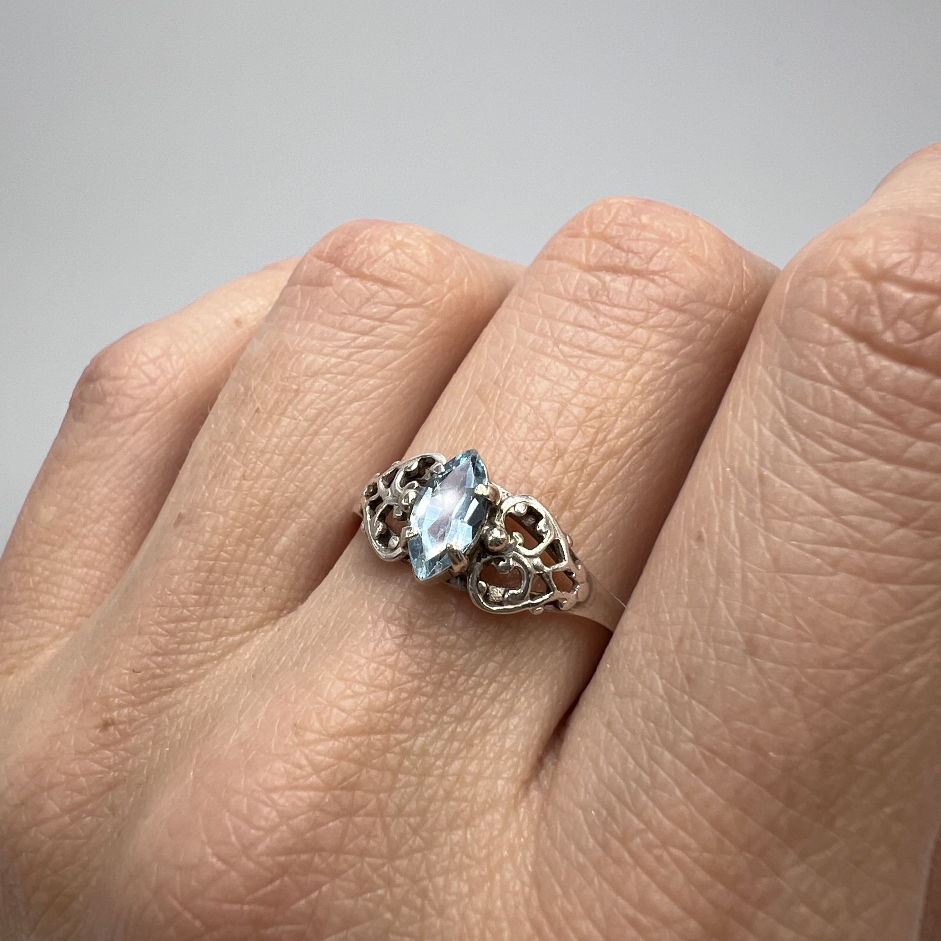Sterling Silver Vintage Ring Sterling Silver 925 Stone Topaz Jewelry 8U Size ONE SIZE - 7 Thumbnail