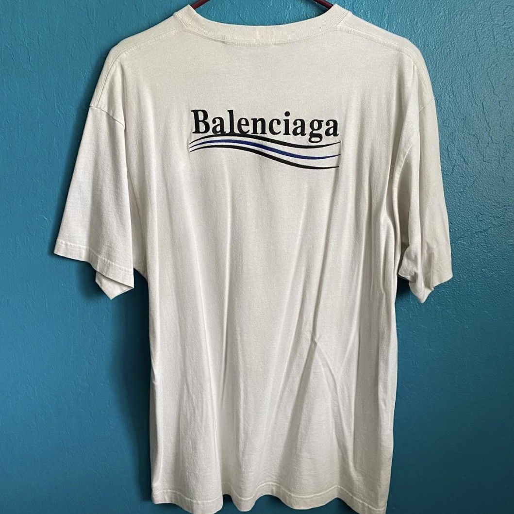 image of Balenciaga Political Campaign T Shirt in Cream, Men's (Size Small)