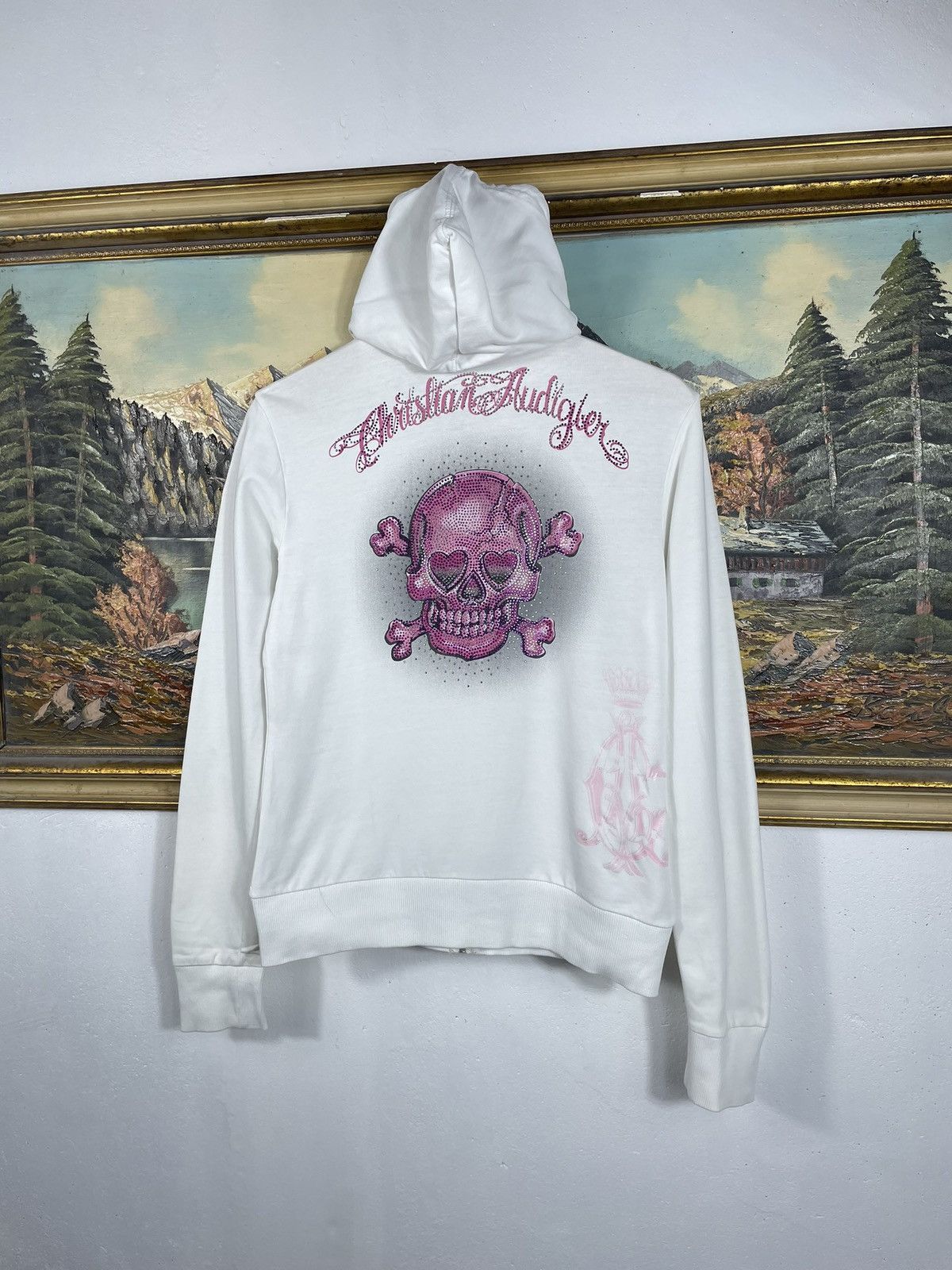 Christian Audigier × Ed Hardy × Vintage Ed Hardy Retro 00s Hoodie With Crystals Affliction Grunge Size M / US 6-8 / IT 42-44 - 7 Thumbnail