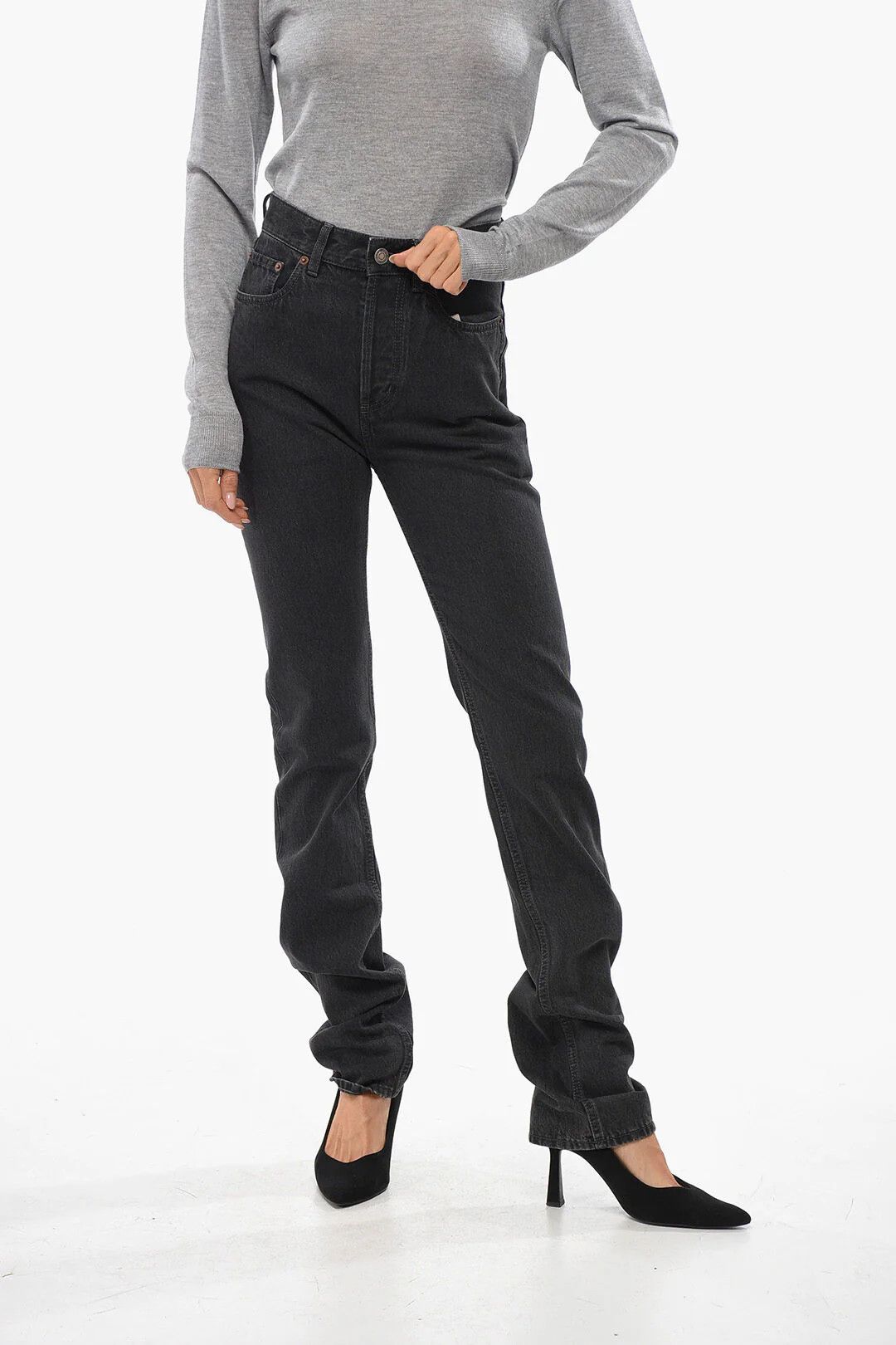 Saint Laurent Paris og1mm0326 Regular Fit Dark Jeans in Grey Size 26" / US 2 / IT 38 - 1 Thumbnail