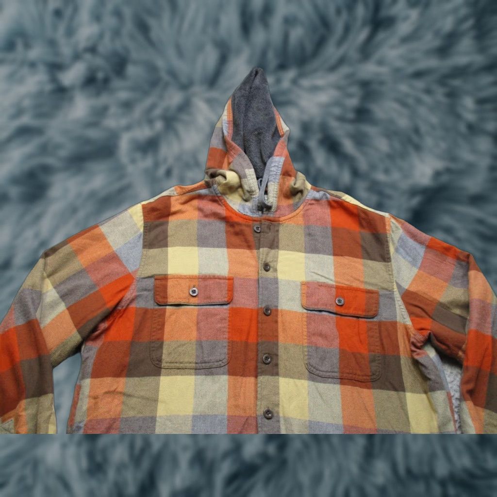 VINTAGE LL Bean Jacket Mens LT Big & Tall Plaid Hooded Fleece Lined Flannel Shirt Jacket