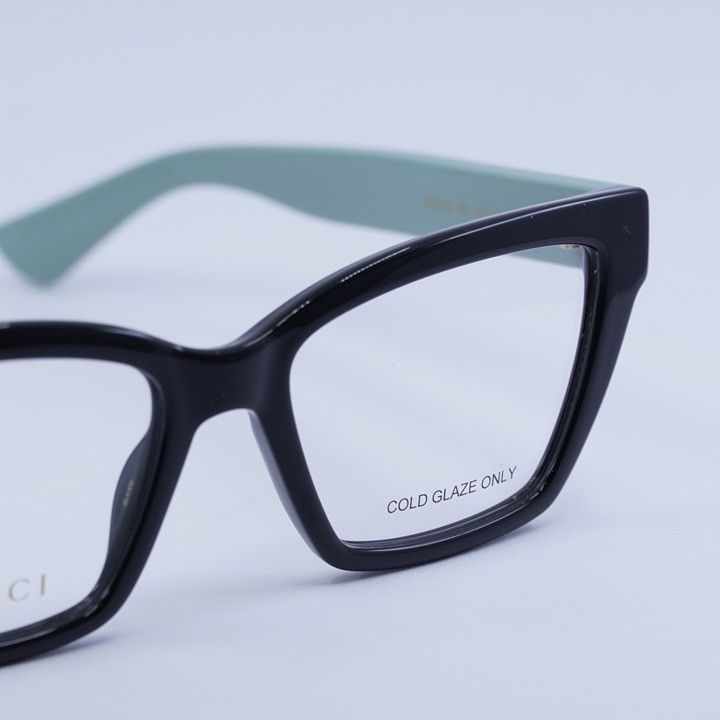 Gucci Gucci GG1715O 004 Eyeglasses Shiny Black/Teal 53mm Cat Eye Size ONE SIZE - 6 Thumbnail