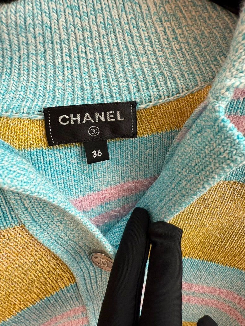Chanel Chanel Striped color-blocked double-pocket polo collar sho Size XS / US 0-2 / IT 36-38 - 2 Thumbnail
