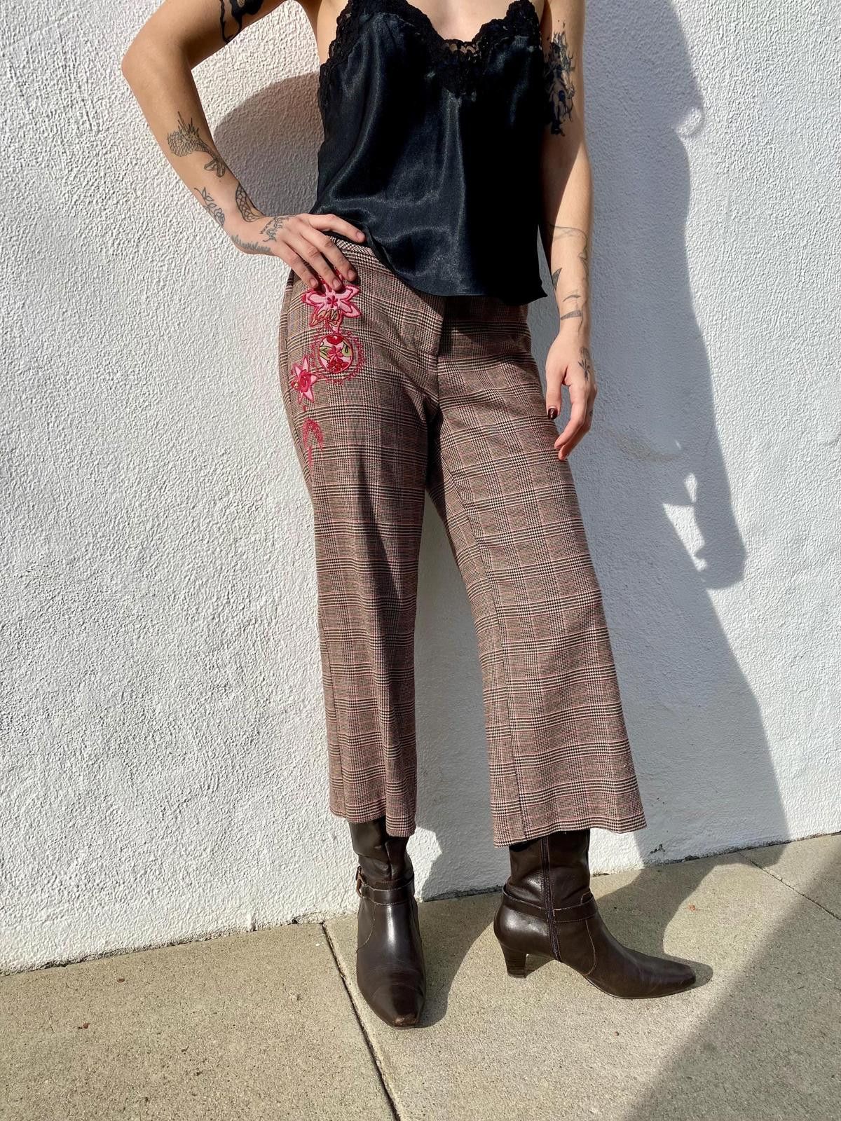 Vintage VTG Y2K Low Rise Plaid Capri Pants USA Made Embroidered 7/8 Size 30" / US 8 / IT 44 - 6 Thumbnail