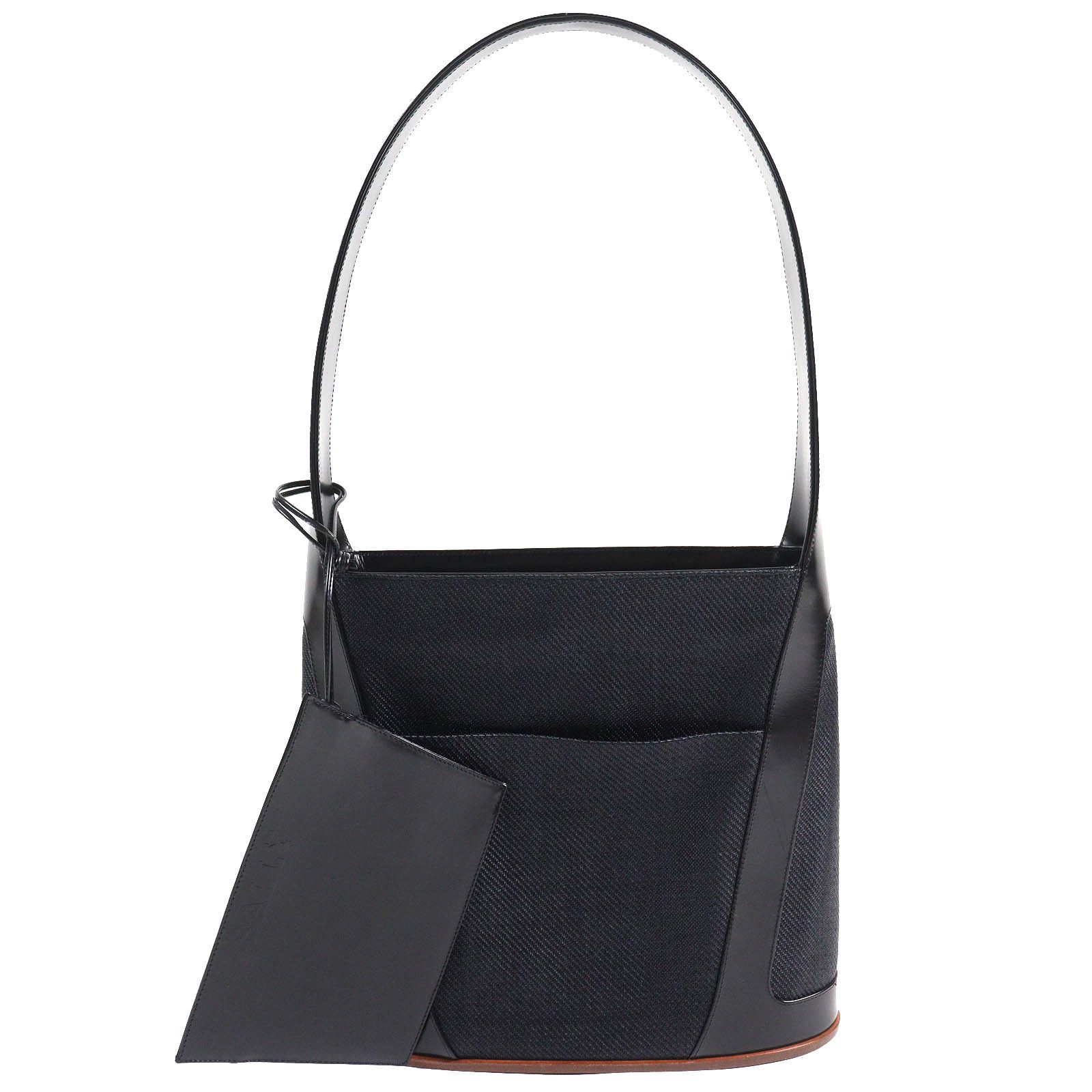 Bally Barrie Innerlogo Wood Canvas Leather One-Shoulder Tote Bag Leather Tote Bag in Black, Women's