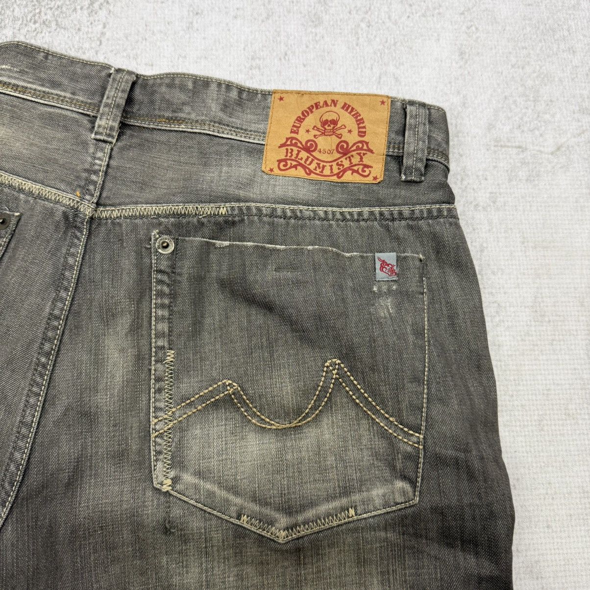 Japanese Brand Y2K BLUMISTY distressed wide denim jeans pants Size US 38 / EU 54 - 6 Thumbnail