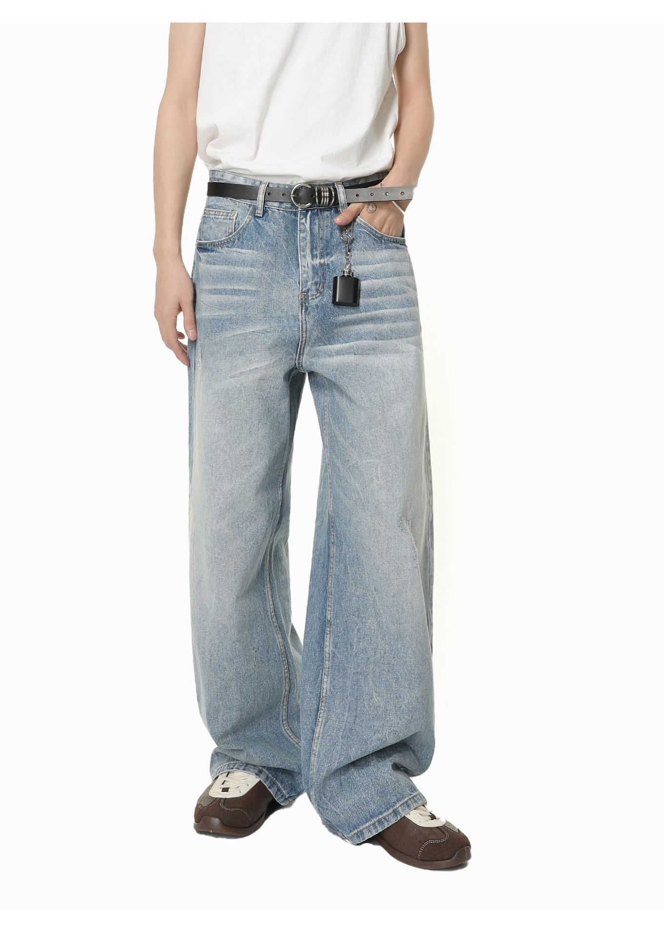 Vintage Japanese retro washed distressed straight loose jeans Size US 32 / EU 48 - 1 Thumbnail