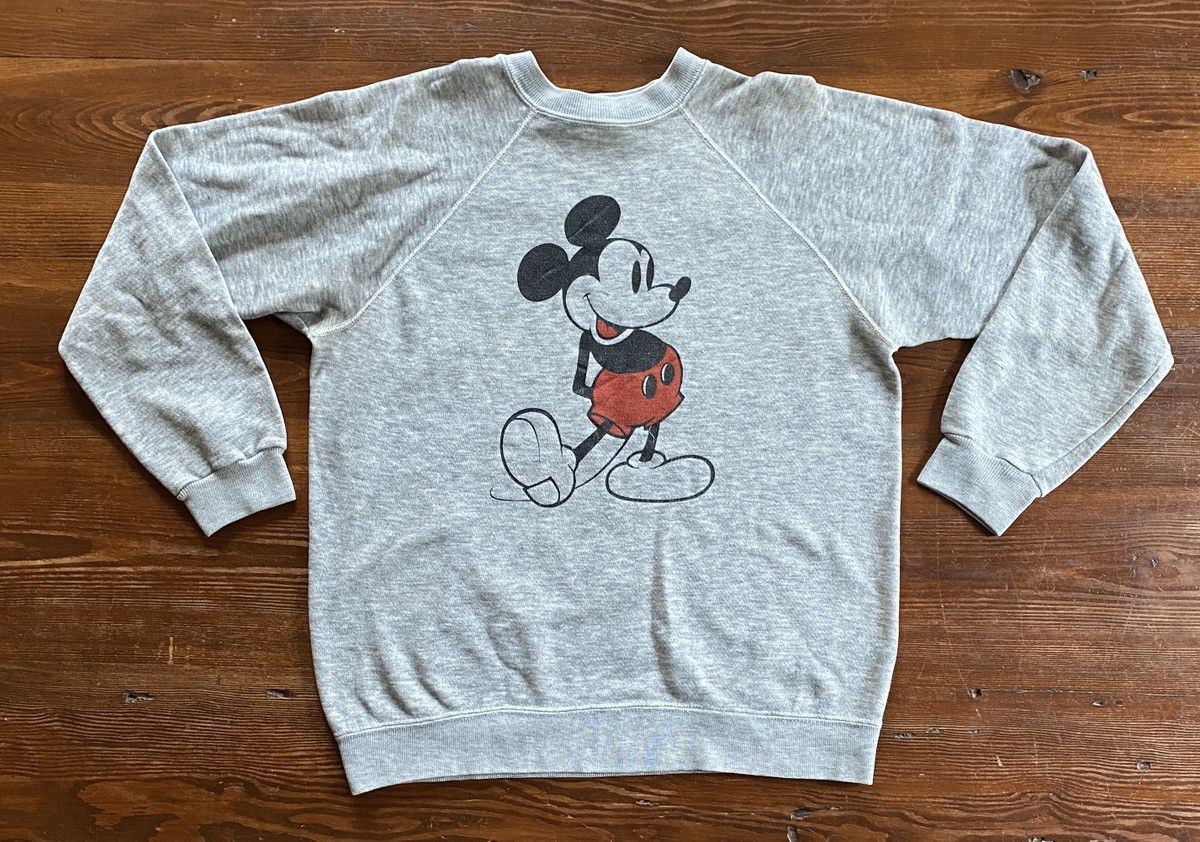Disney × Mickey Mouse × Vintage Vintage 80’s Mickey Mouse Grey Raglan Crewneck Sweatshirt Size US M / EU 48-50 / 2 - 2 Thumbnail