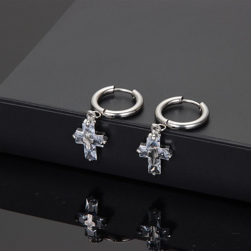 Jewelry × Sterling Silver Cross One pairs Rare Earrings Gothic Punk Chrome Jewelry Size ONE SIZE - 4 Thumbnail