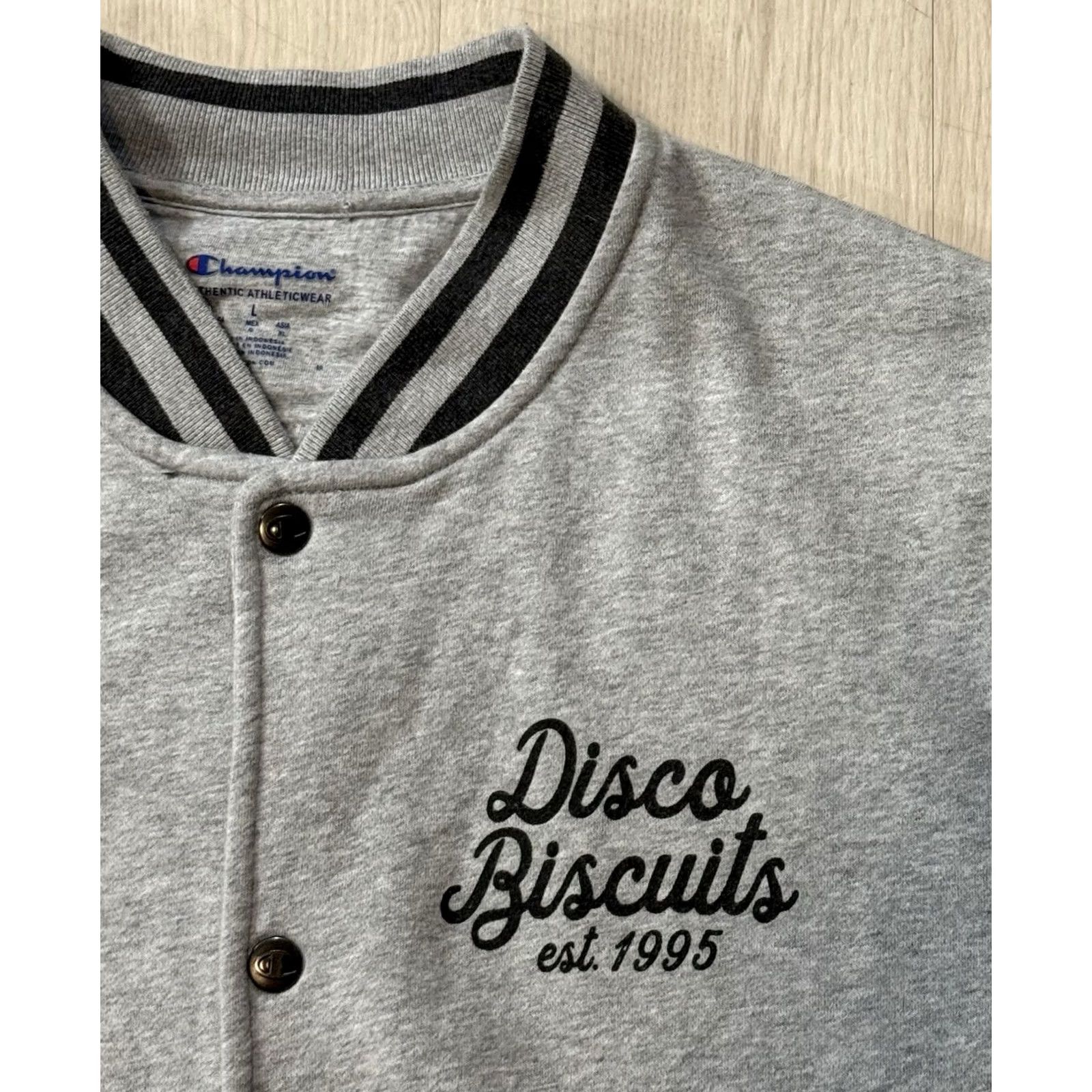Champion VINTAGE Champion The Disco Biscuits Fleece Bomber Jacket L Men Gray 90s Band Rock Limited Edition Size US L / EU 52-54 / 3 - 3 Thumbnail