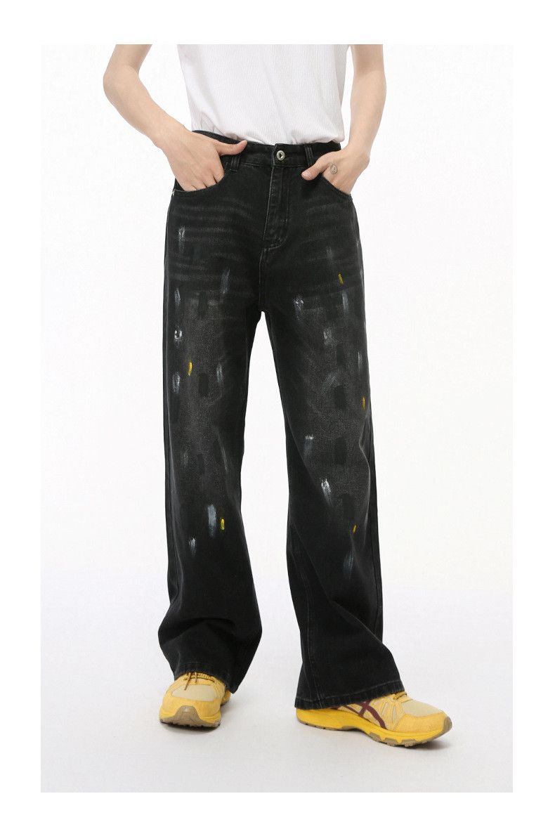 Japanese Brand Men's American-style graffiti distressed washed jeans Size US 32 / EU 48 - 2 Thumbnail