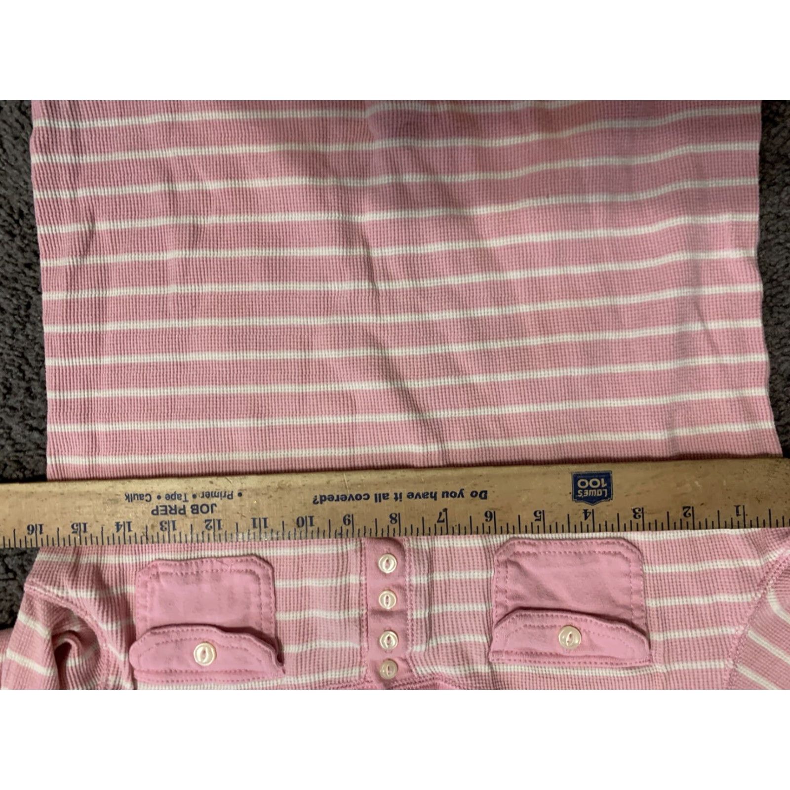 Vintage VINTAGE American Living Women Shirt L Pink White Striped Pocket Long Sleeve Henley Size L / US 10 / IT 46 - 4 Thumbnail