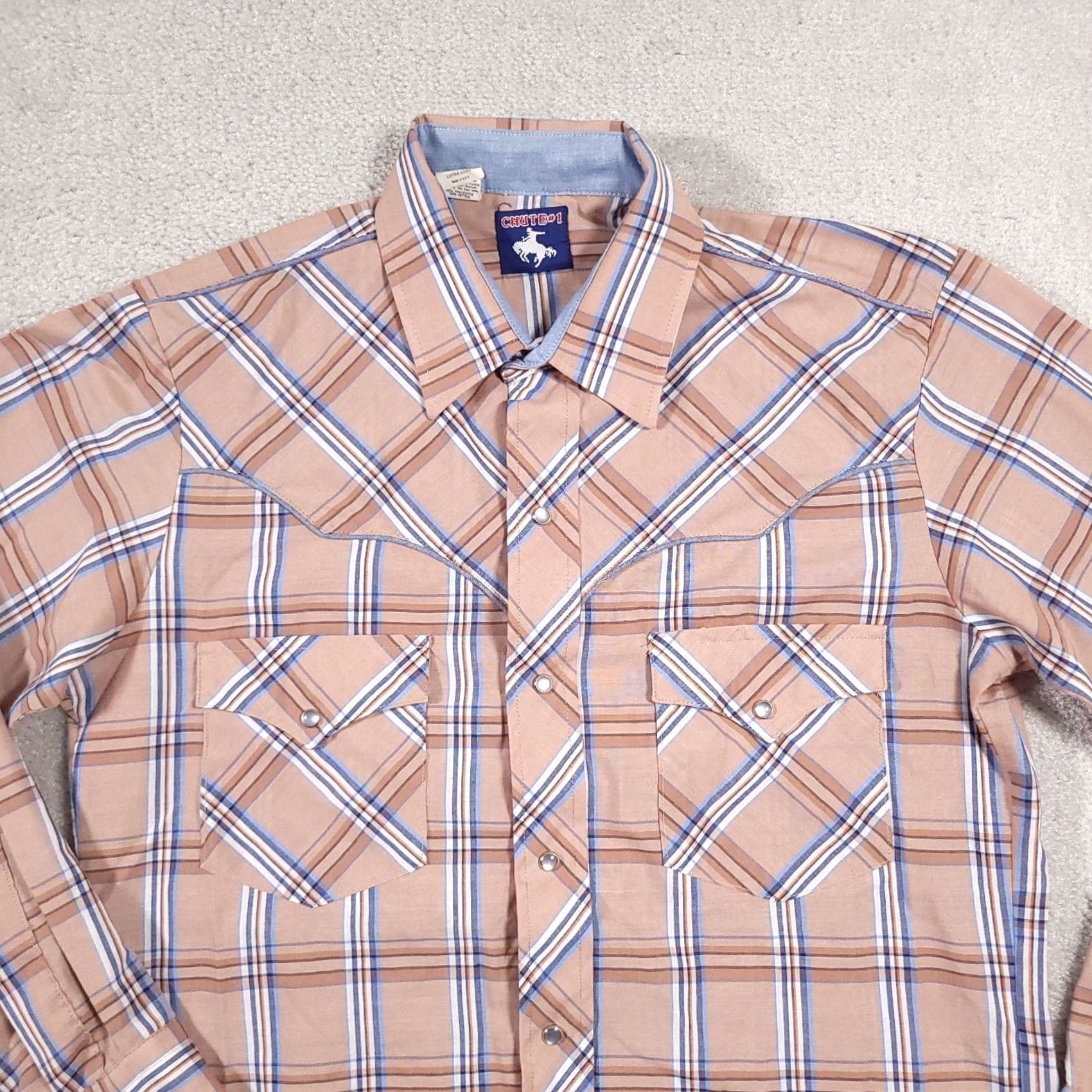Vintage VINTAGE Chute #1 Shirt Brown Check Pearl Snap Cowboy Rodeo Western Mens 15.5 33 Size US L / EU 52-54 / 3 - 3 Thumbnail