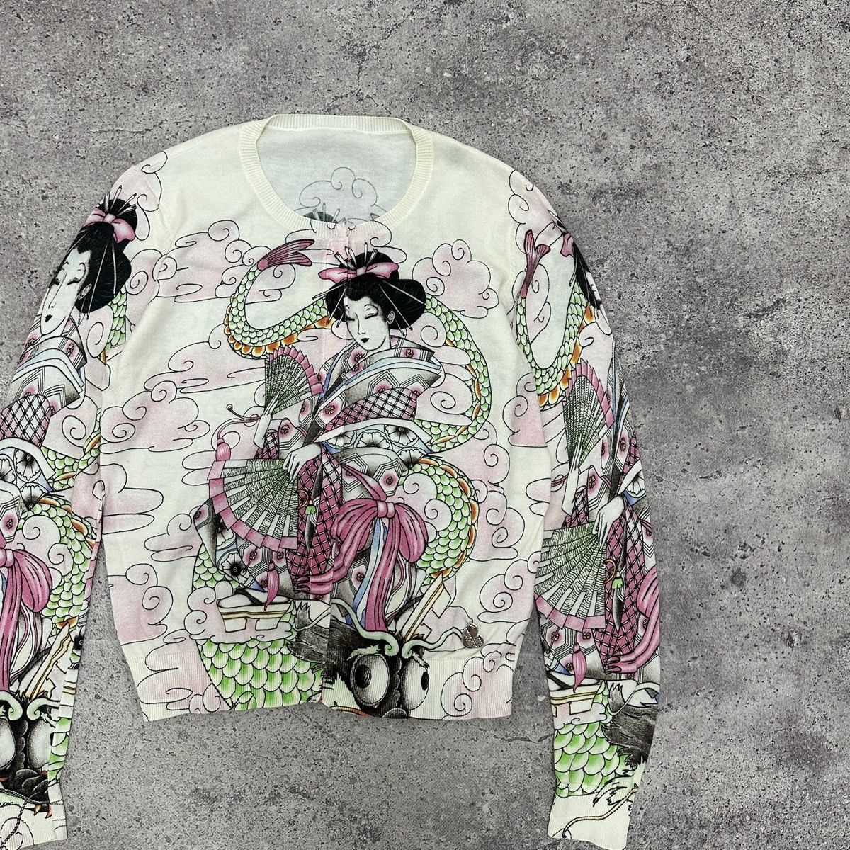 Japanese Brand Vintage 00s Love Moschino Japanese Geisha AOP cardigan y2k Size S / US 4 / IT 40 - 3 Thumbnail