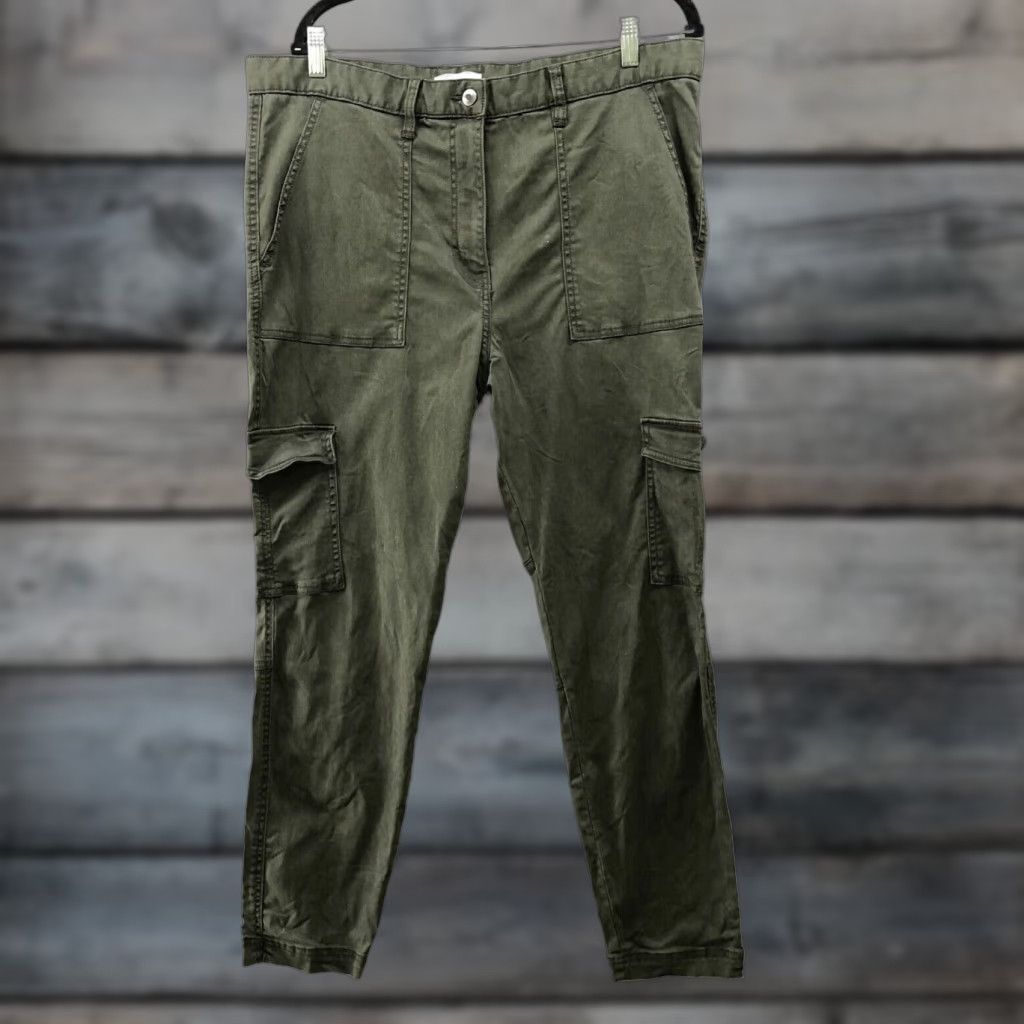 H&M H&M Womens High Rise Cargo Jeans Army Green Size 18 Extra Large XL Skinny Slim Size 40" / US 18 - 1 Thumbnail