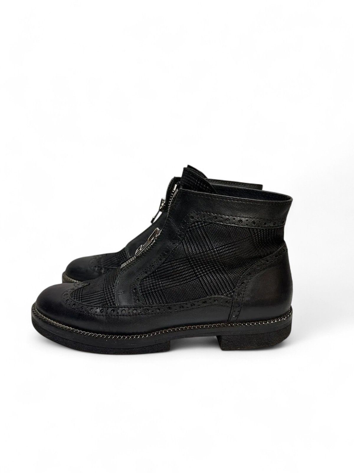 A.S.98 Vintage Orsace Black Leather Brogue Zip Gothic Avantgarde Size US 8 / IT 38 - 5 Thumbnail