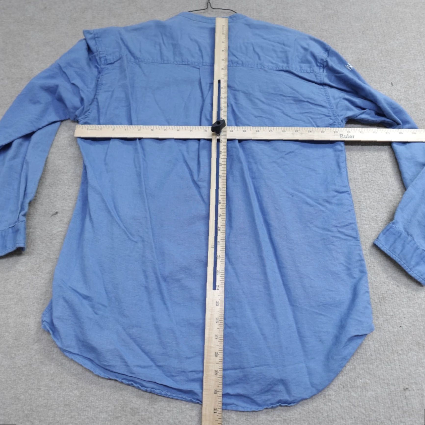 Vintage VINTAGE Mossimo Shirt Large Blue Linen Cotton Band Collar Pockets Button-Up Mens Size US L / EU 52-54 / 3 - 4 Thumbnail