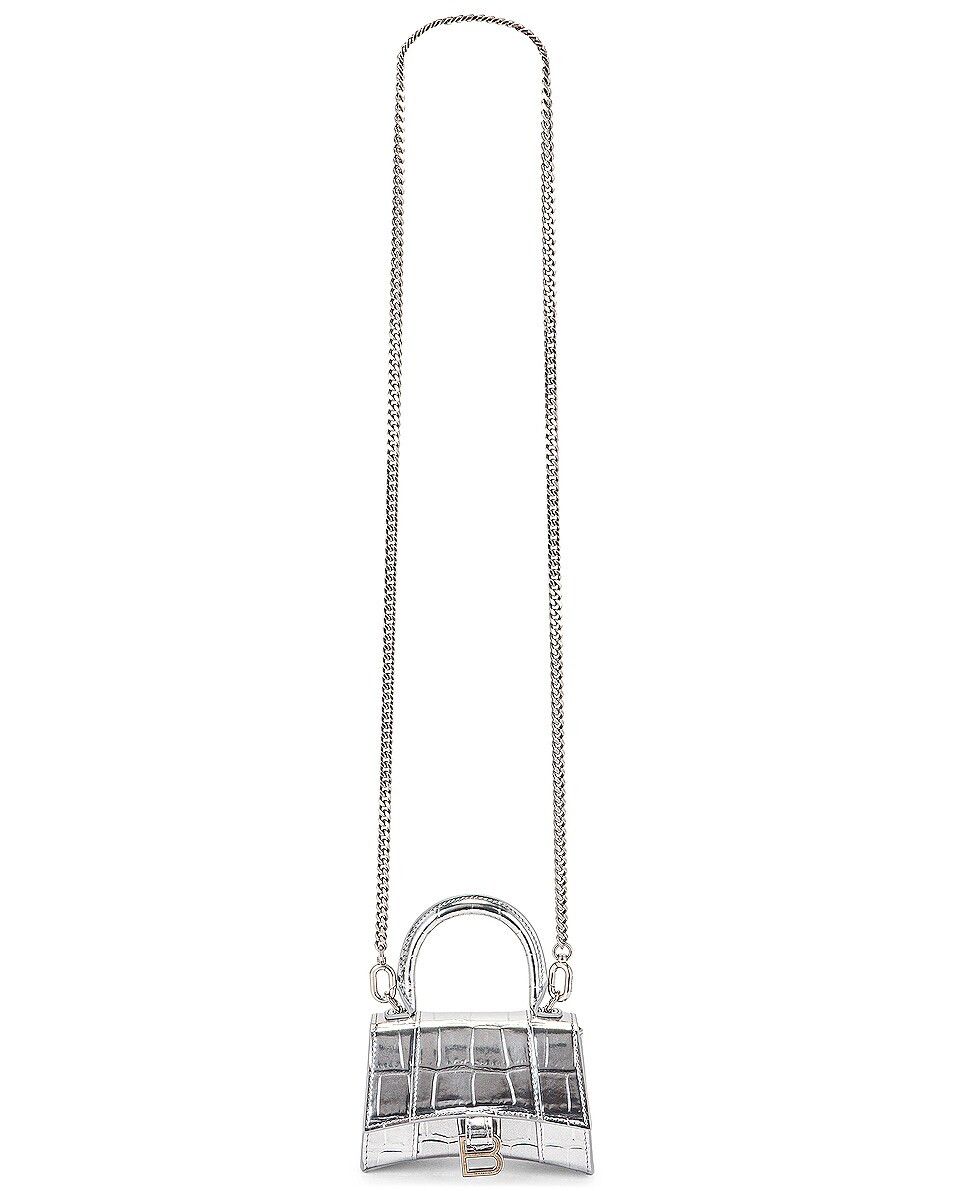 Balenciaga o1mt1gz1024 Size: OS / Hourglass Mini Bag W/Chain in Silver Size ONE SIZE - 3 Thumbnail