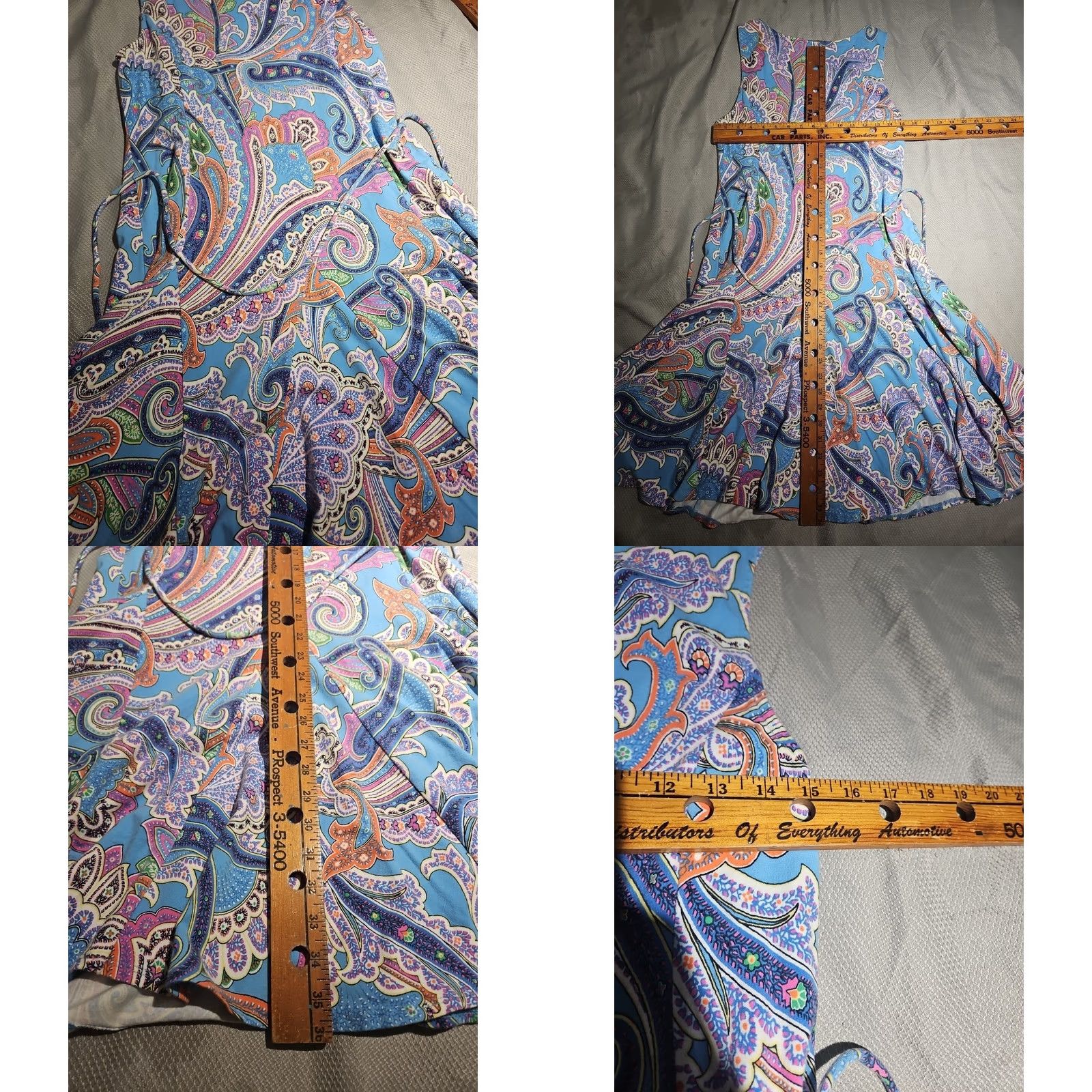 Ralph Lauren Ralph Lauren Dress Womens Petite Large Blue Tie Waist Paisley Knit Multicolor Size L / US 10 / IT 46 - 8 Thumbnail