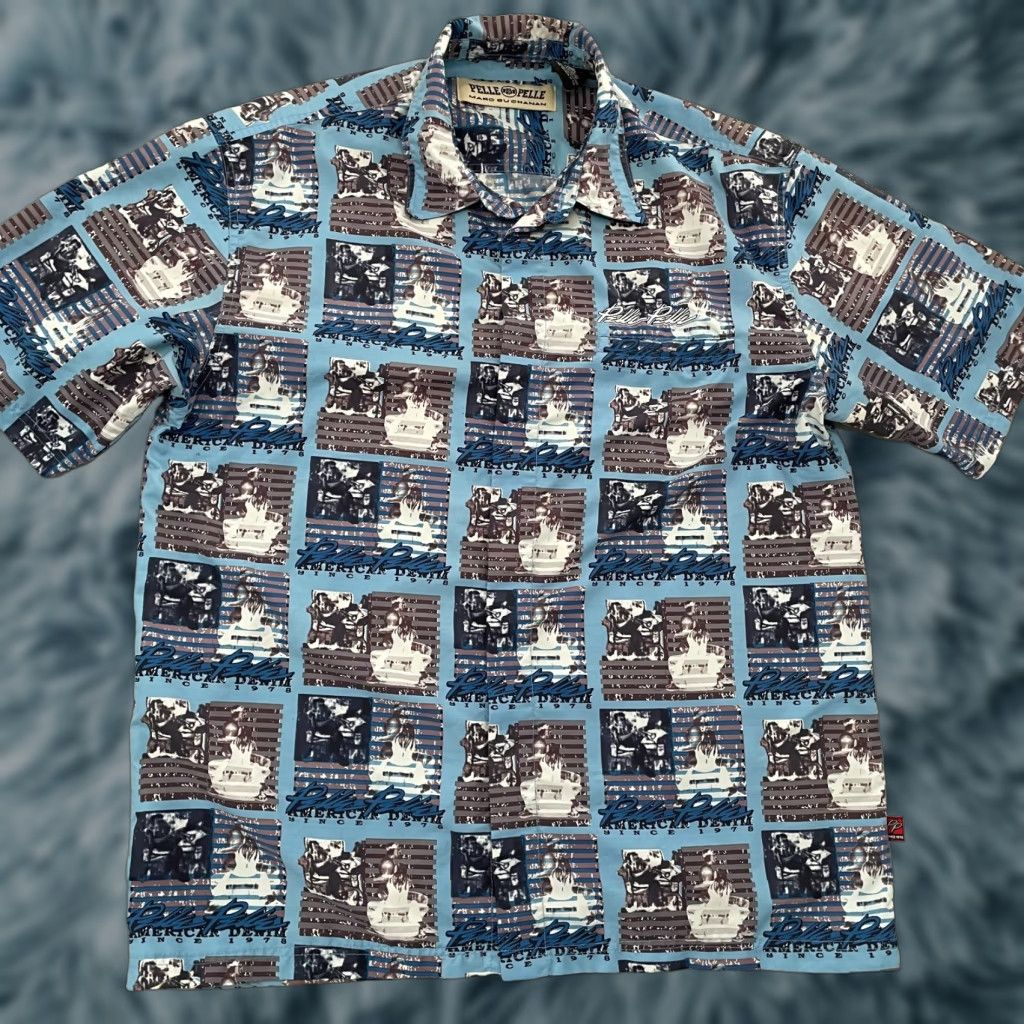 Pelle Pelle Pelle Pelle Marc Buchanan Shirt Adult XL Blue Button Up Short Sleeve Pocket Mens Size US XL / EU 56 / 4 - 1 Thumbnail