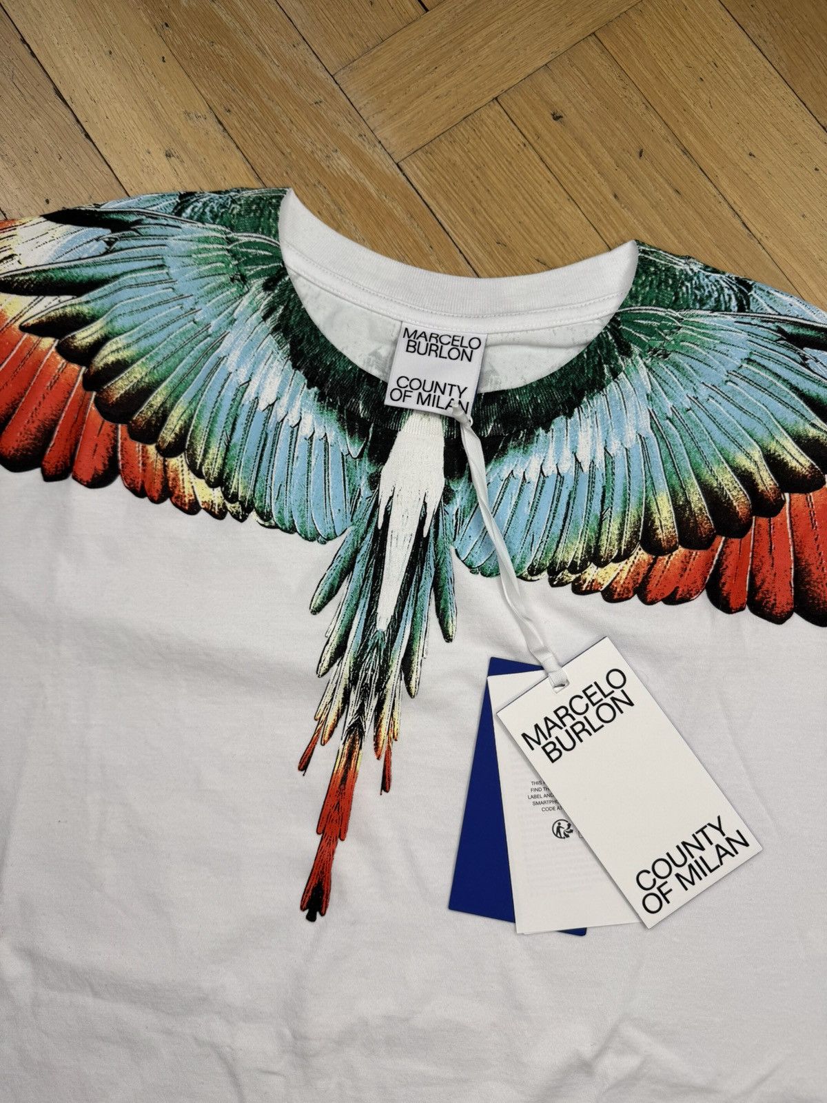 Marcelo Burlon MARCELO BURLON WING TEE GREEN / ORANGE WHITE Size US XL / EU 56 / 4 - 3 Thumbnail