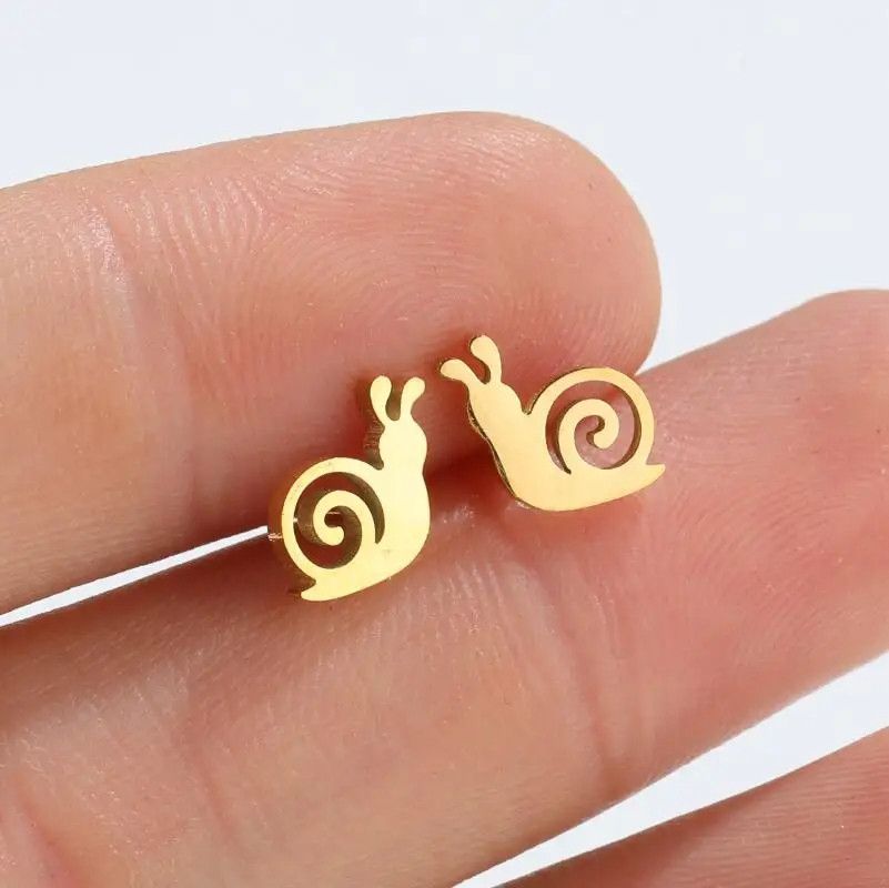 Jewelry Cute Snail Stud Earrings Charm Stainless Earring Gift Size ONE SIZE - 1 Preview