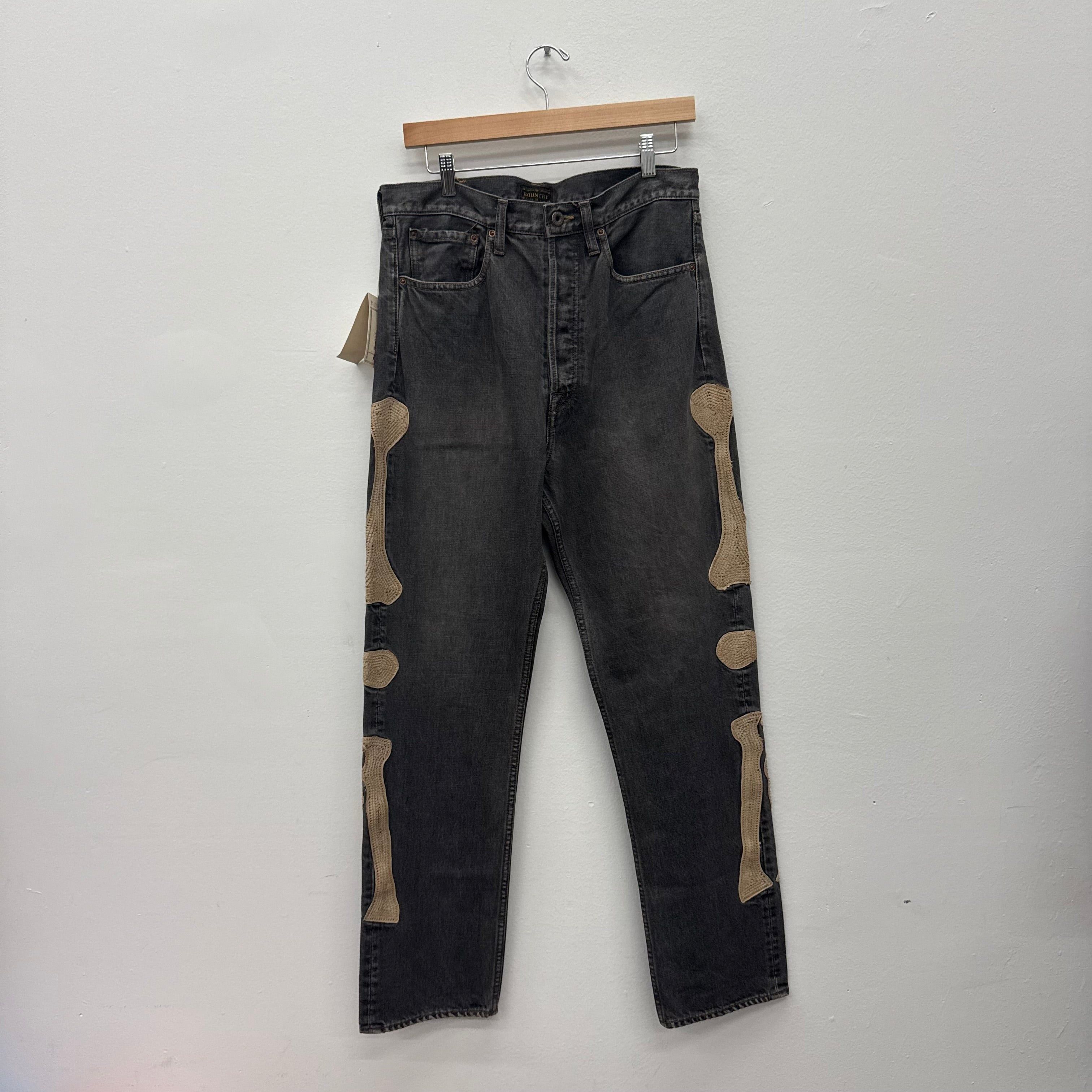 Kapital Kapital Grey Bones Denim Pants - Size 32 Size US 32 / EU 48 - 1 Thumbnail