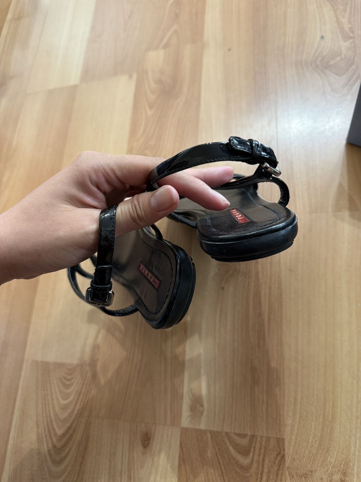 Prada Black Prada Patent Leather Sandal Size US 6.5 / IT 36.5 - 6 Thumbnail