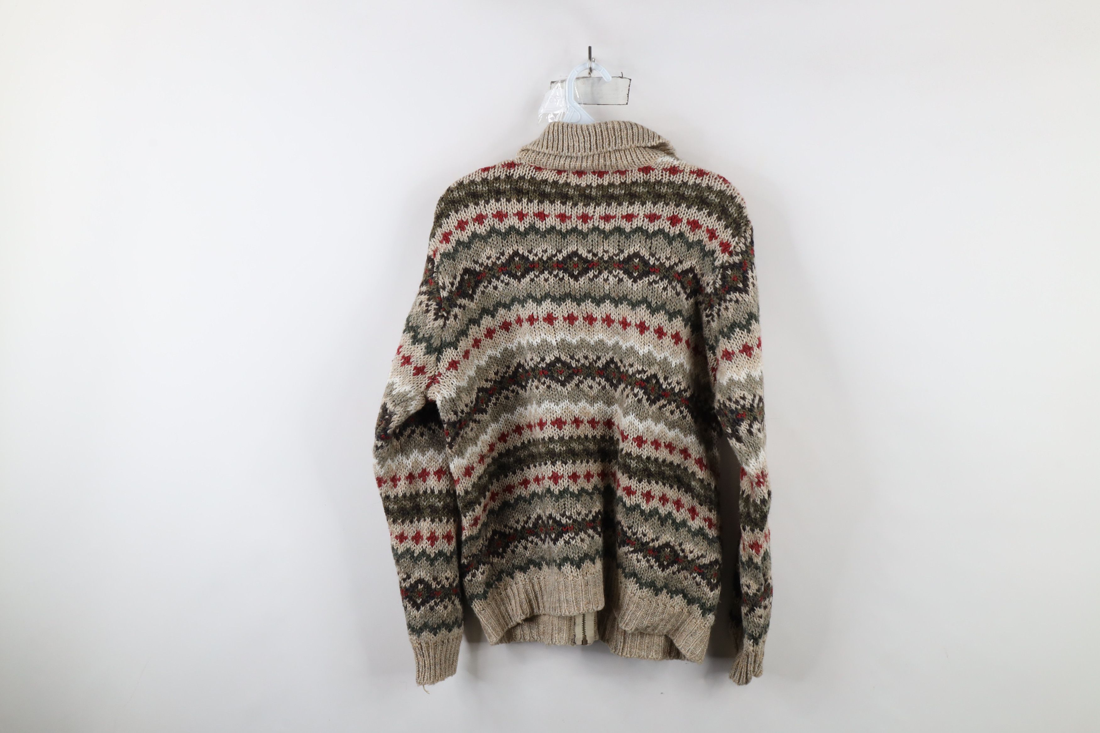 Vintage Vintage 90s Streetwear Fair Isle Knit Zip Cardigan Sweater Size L / US 10 / IT 46 - 7 Thumbnail