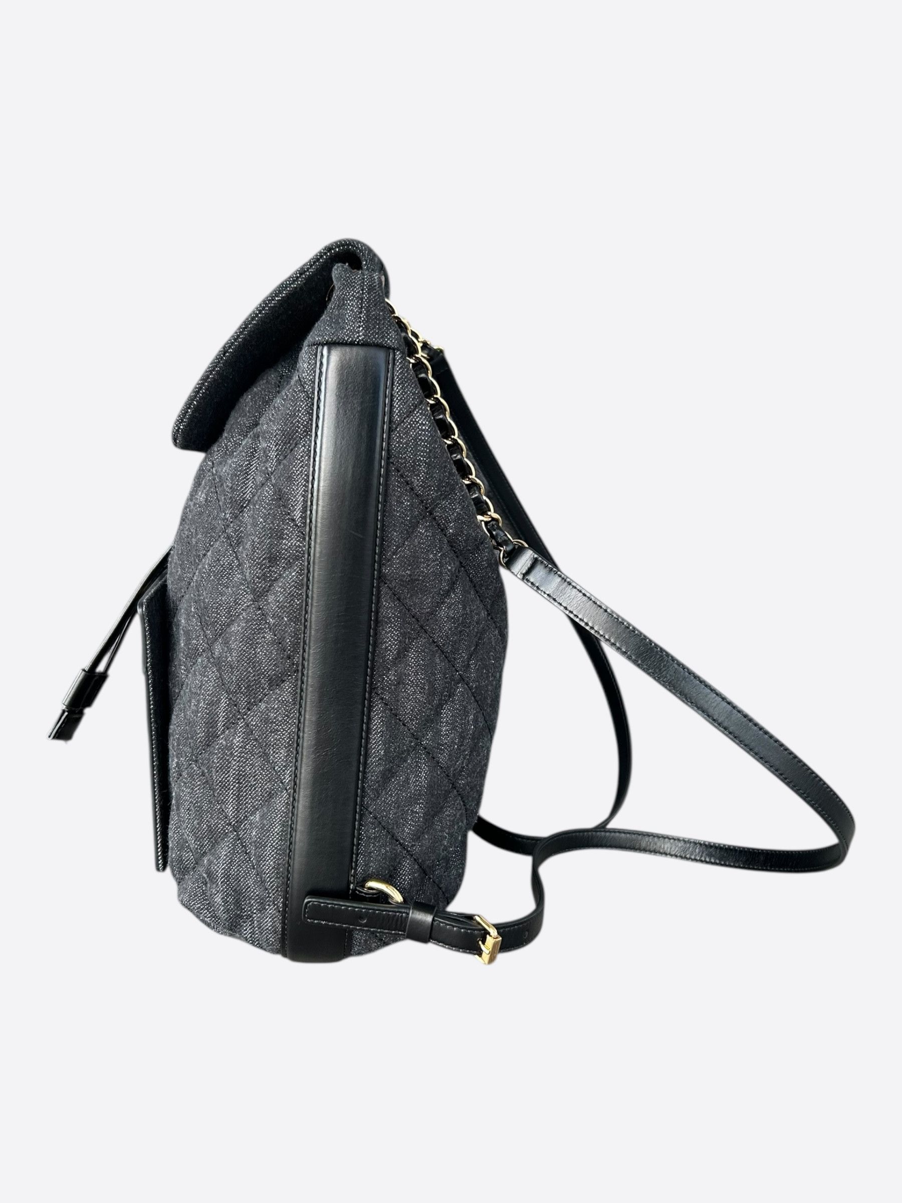 Chanel Chanel Dark Grey Denim Quilted Flap Backpack Size ONE SIZE - 4 Thumbnail