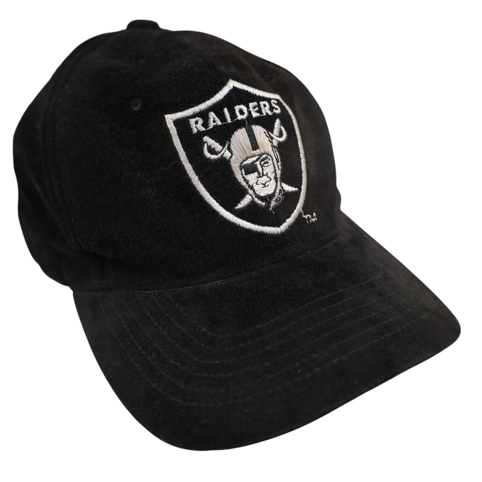 NFL × Vintage Vintage Raiders Football Suede Leather Snapback Hat Size ONE SIZE - 2 Thumbnail