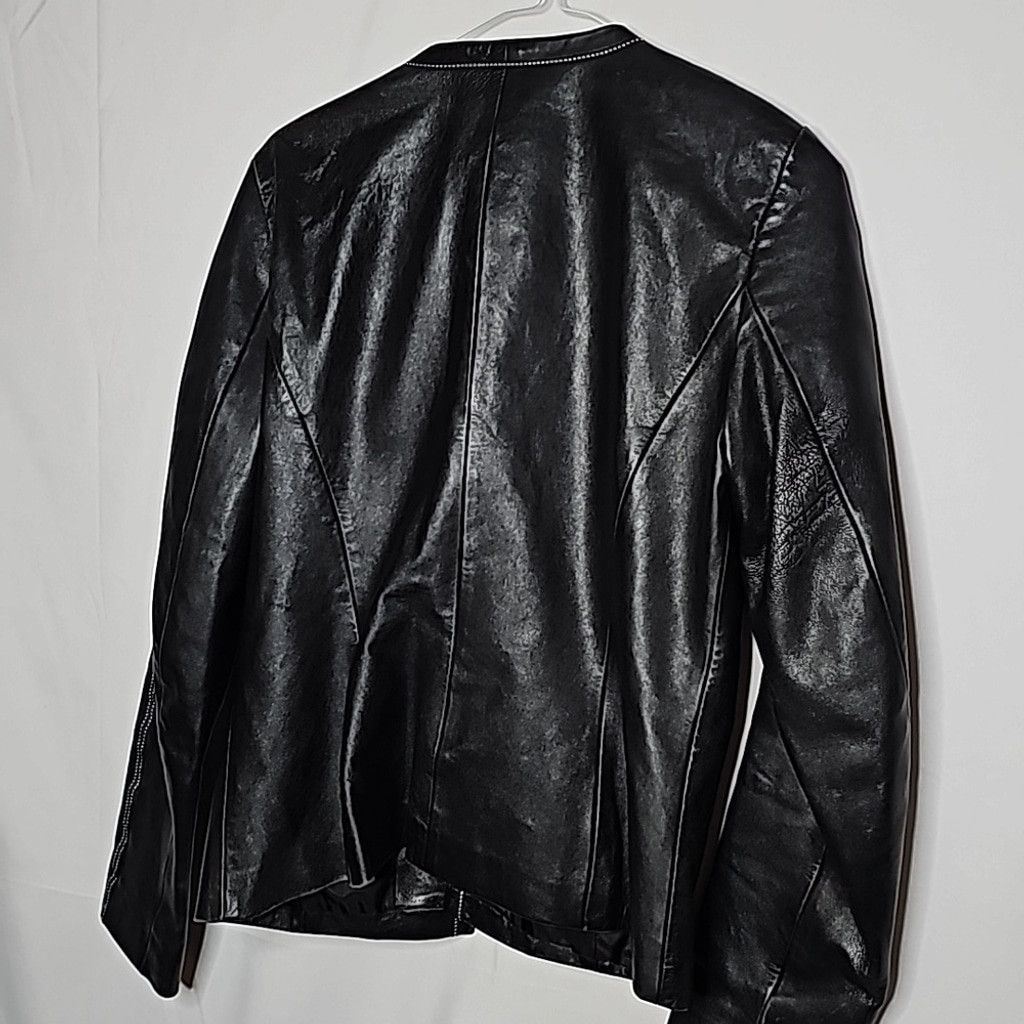The Unbranded Brand VS2 by Vakko 100% pure lamb leather open moto jacket sz Med Size M / US 6-8 / IT 42-44 - 6 Thumbnail