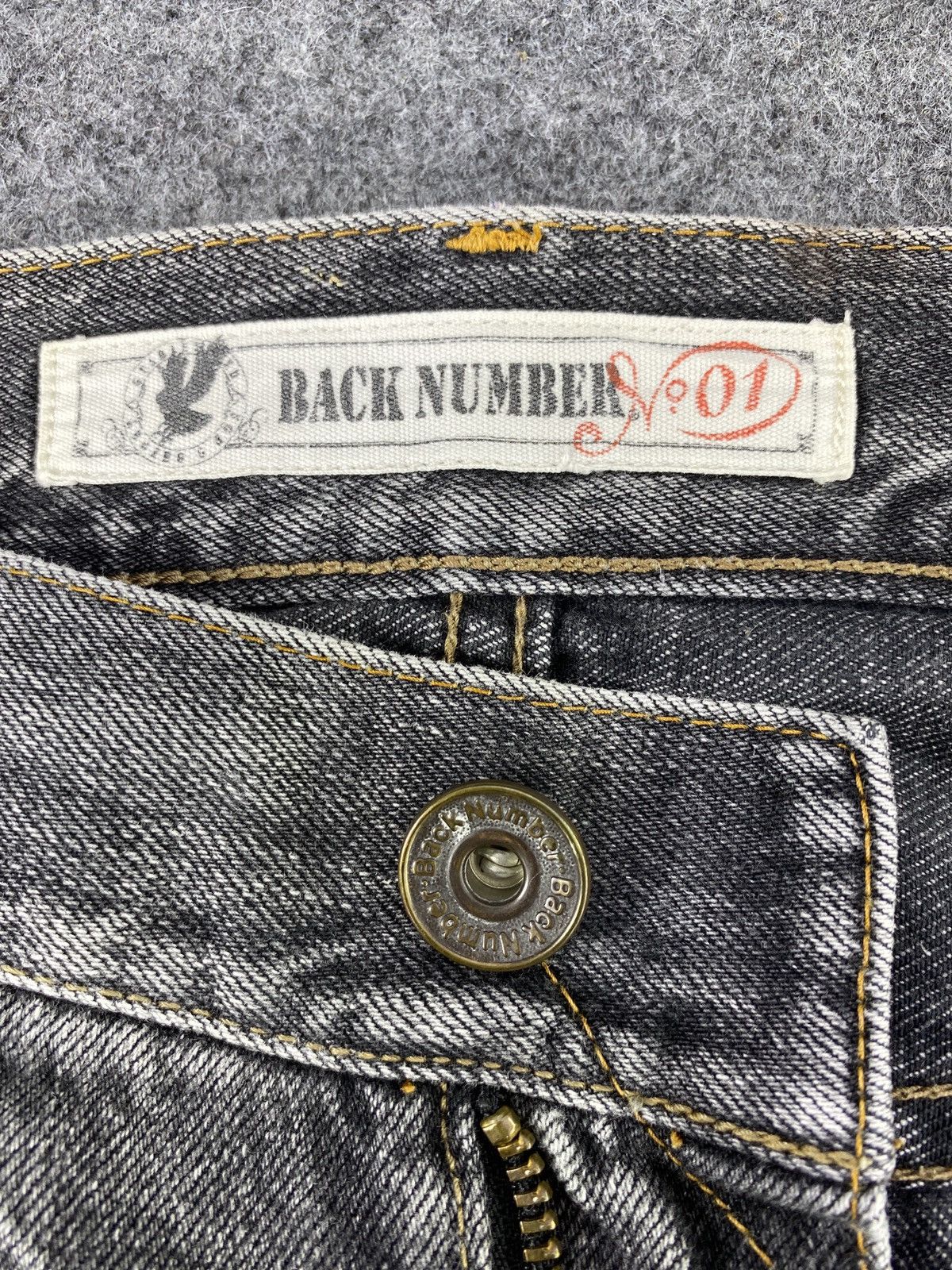 Japanese Brand × Jean Japanese Brand Back Number Faded Black Wash Jeans -J1133 Size US 33 - 8 Thumbnail