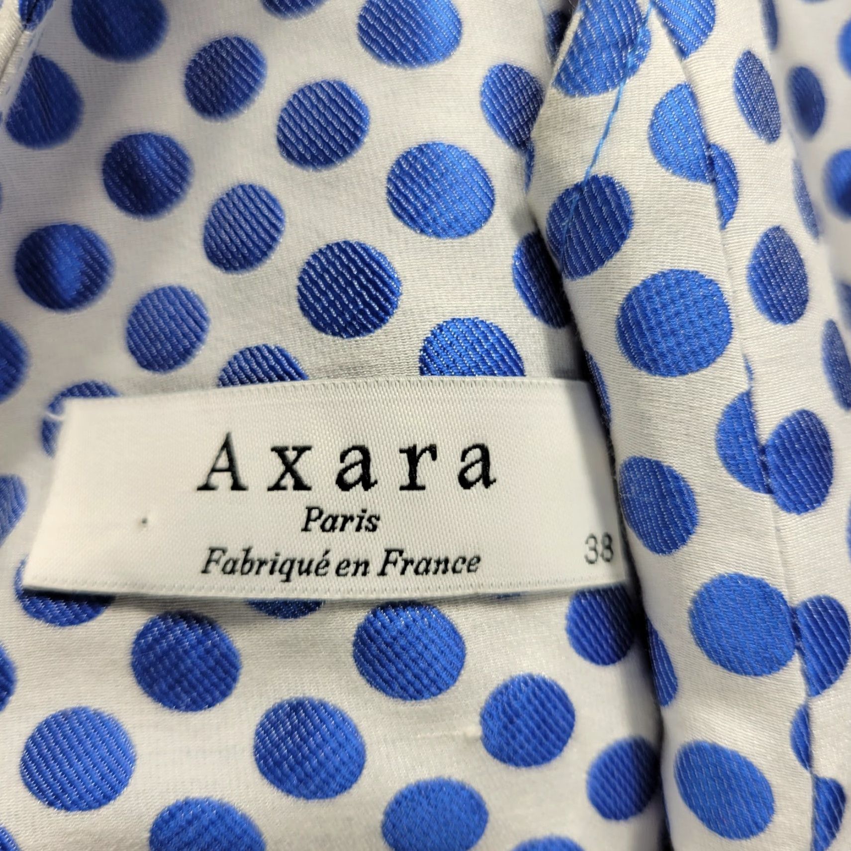 Vintage Axara Paris Blue White Polka Dot Dress Cotton Blend Midi Sleeveless Sz 38 Womens Fit & Flare, Yellow? Size XS / US 0-2 / IT 36-38 - 7 Thumbnail