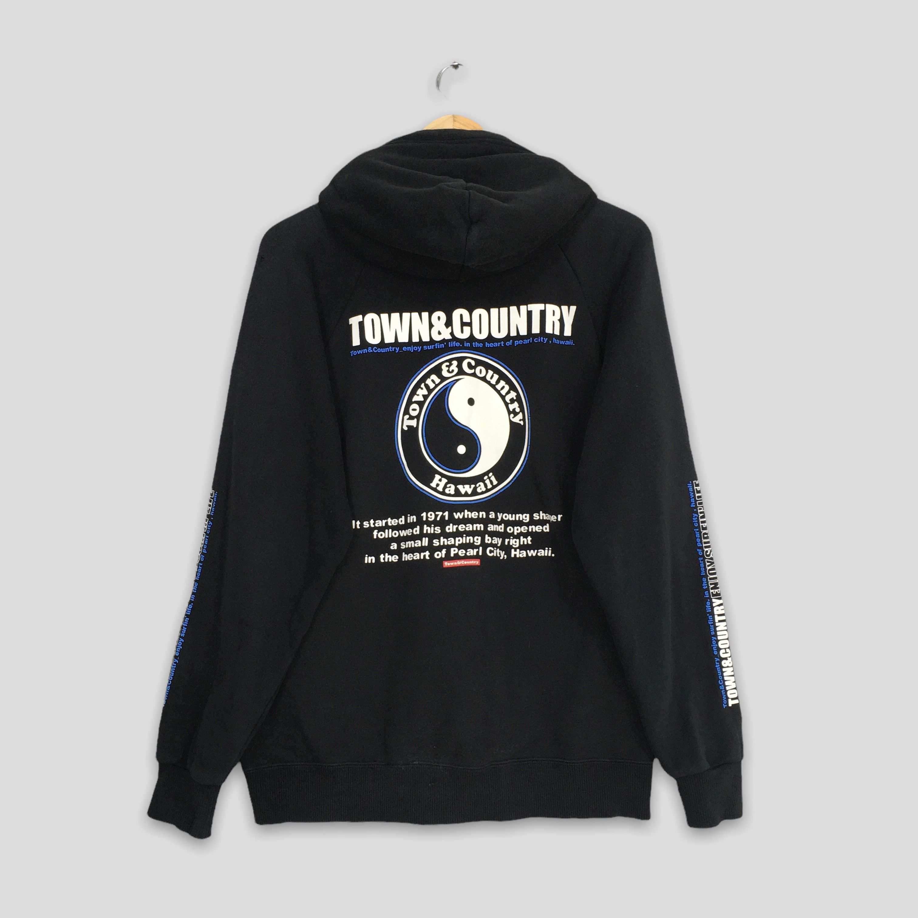 image of Surf Style x Vintage 90's T&c Surf Designs Sweatshirt Hoodie in Black, Men's (Size Large)
