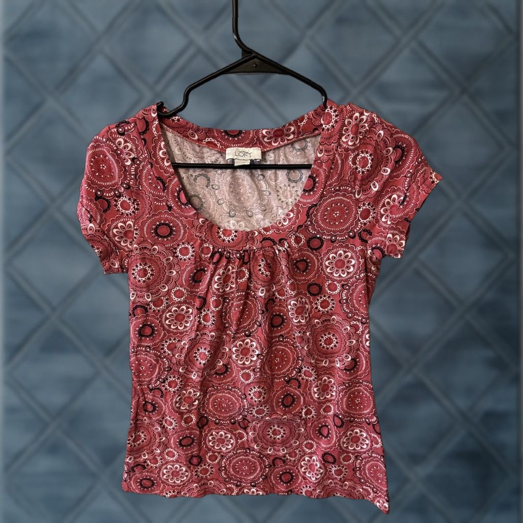 Loft LOFT Women's Shirt Top Blouse Sleeveless Red Geometric Round Neck Pullover Casual Small Size S / US 4 / IT 40 - 1 Thumbnail