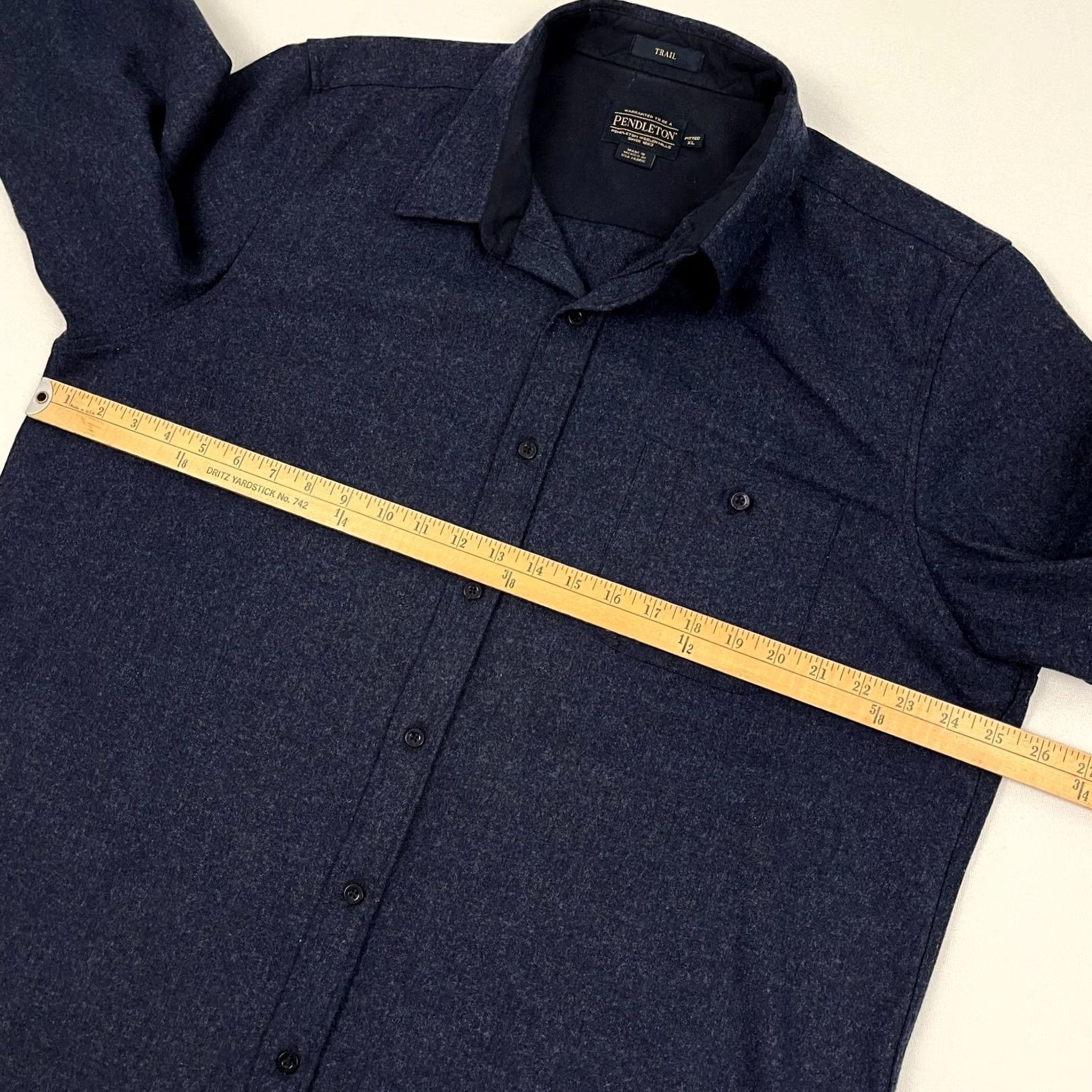 Pendleton Pendleton Trail Shirt Mens XL Fitted Blue Wool Suede Elbow Patch Western Hiking Size US XL / EU 56 / 4 - 5 Thumbnail