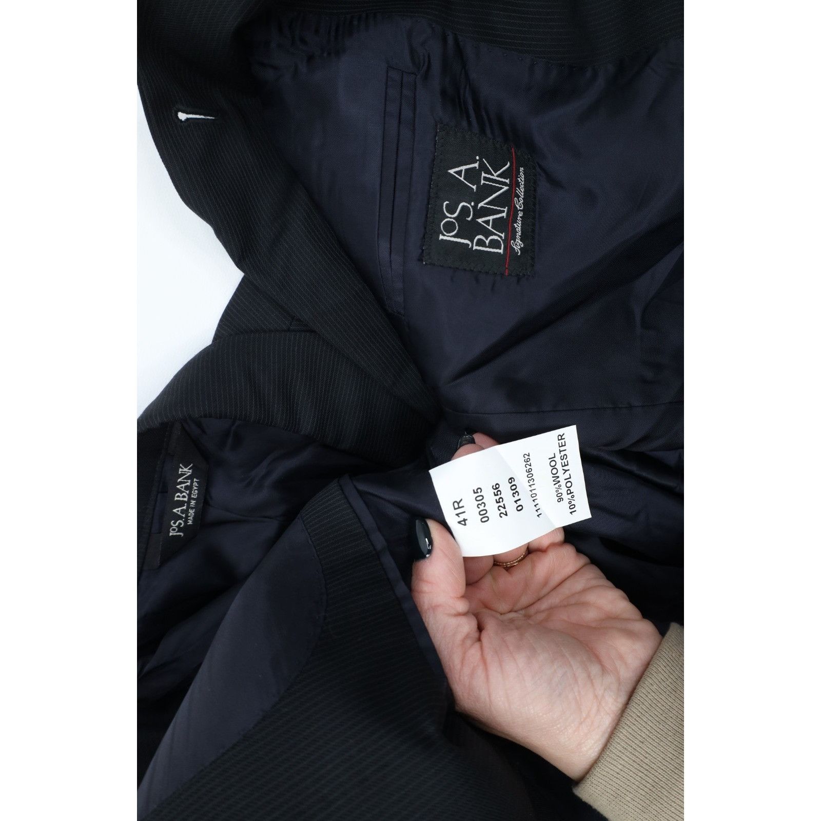Jos. A. Bank Jos A Bank Signature2 Piece Wool Striped Suit Black Size 40R - 6 Thumbnail
