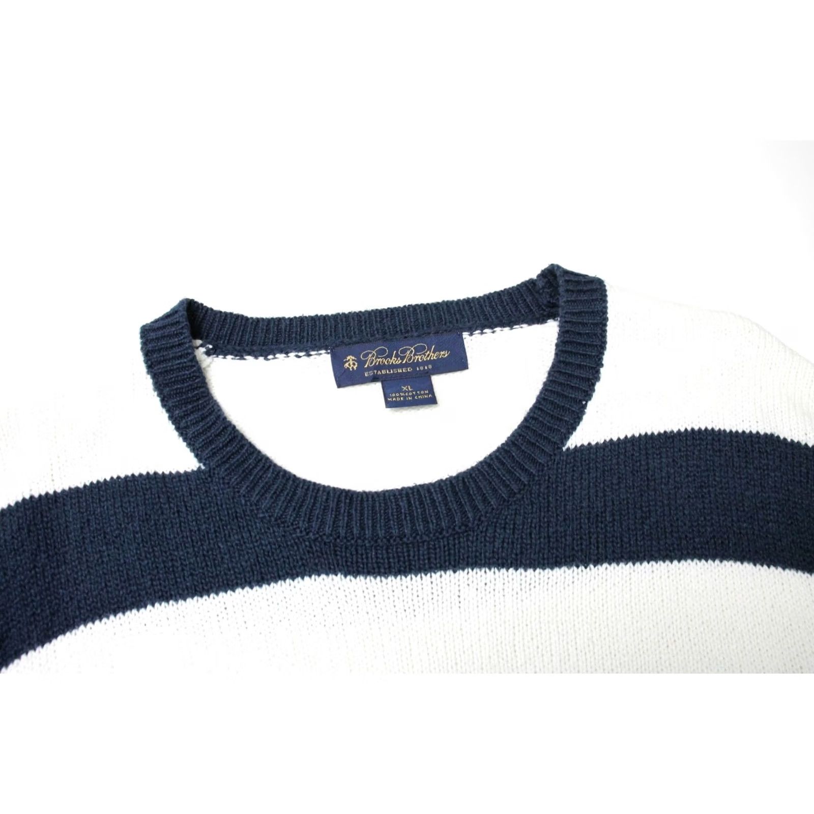 Brooks Brothers BROOKS BROTHERS Men's LARGE Pullover Crew Collar Striped Knitted Jumper Size US L / EU 52-54 / 3 - 4 Thumbnail