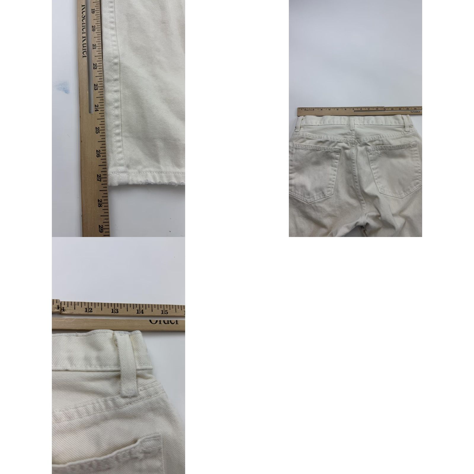 Reformation Reformation Jeans Women's 28 Straight Distressed Ripped Knee Ivory Made in USA Size 28" / US 6 / IT 42 - 8 Thumbnail