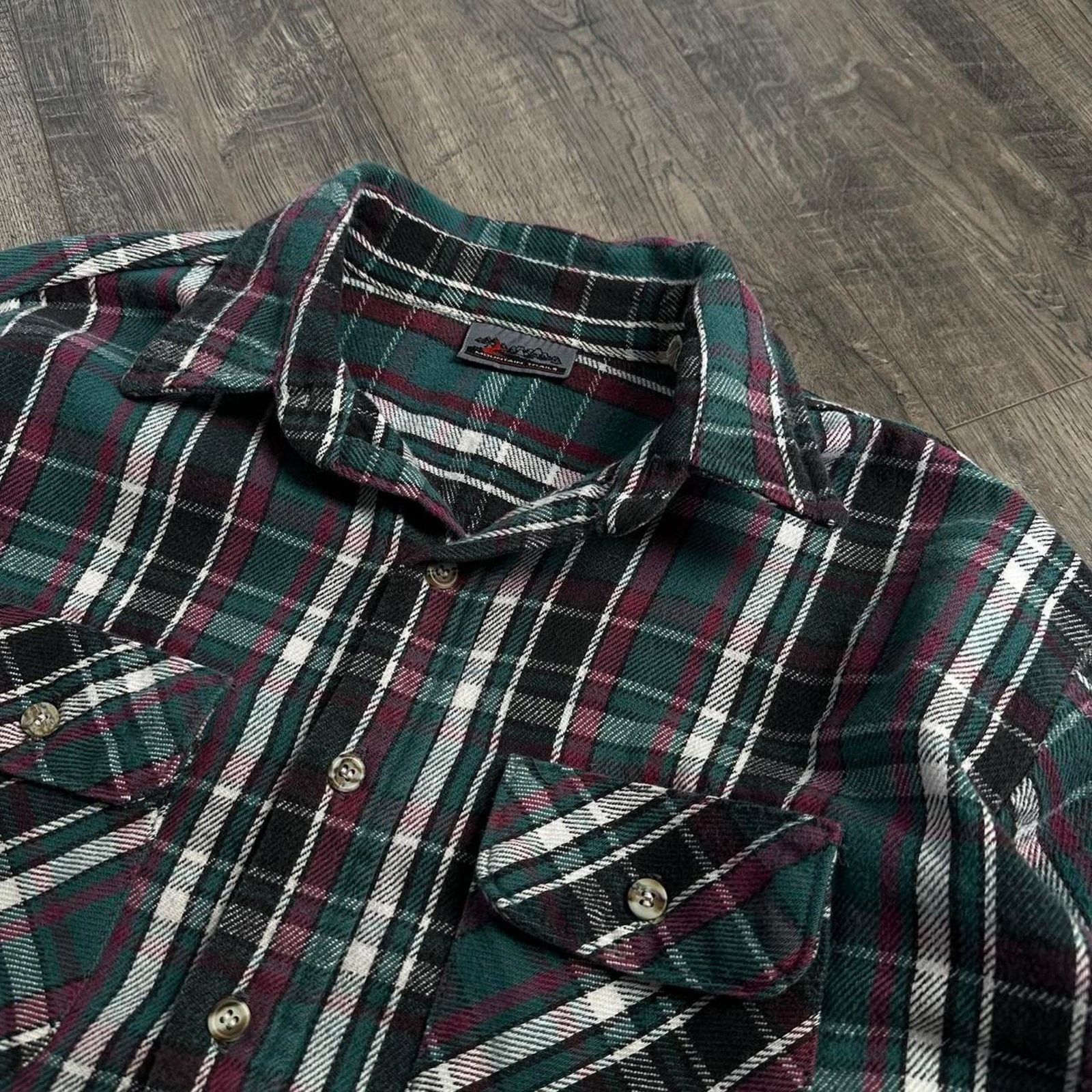 Vintage Vintage 80s Heavy Cotton Plaid Flannel ButtonUp Shirt Jacket Size US L / EU 52-54 / 3 - 3 Thumbnail