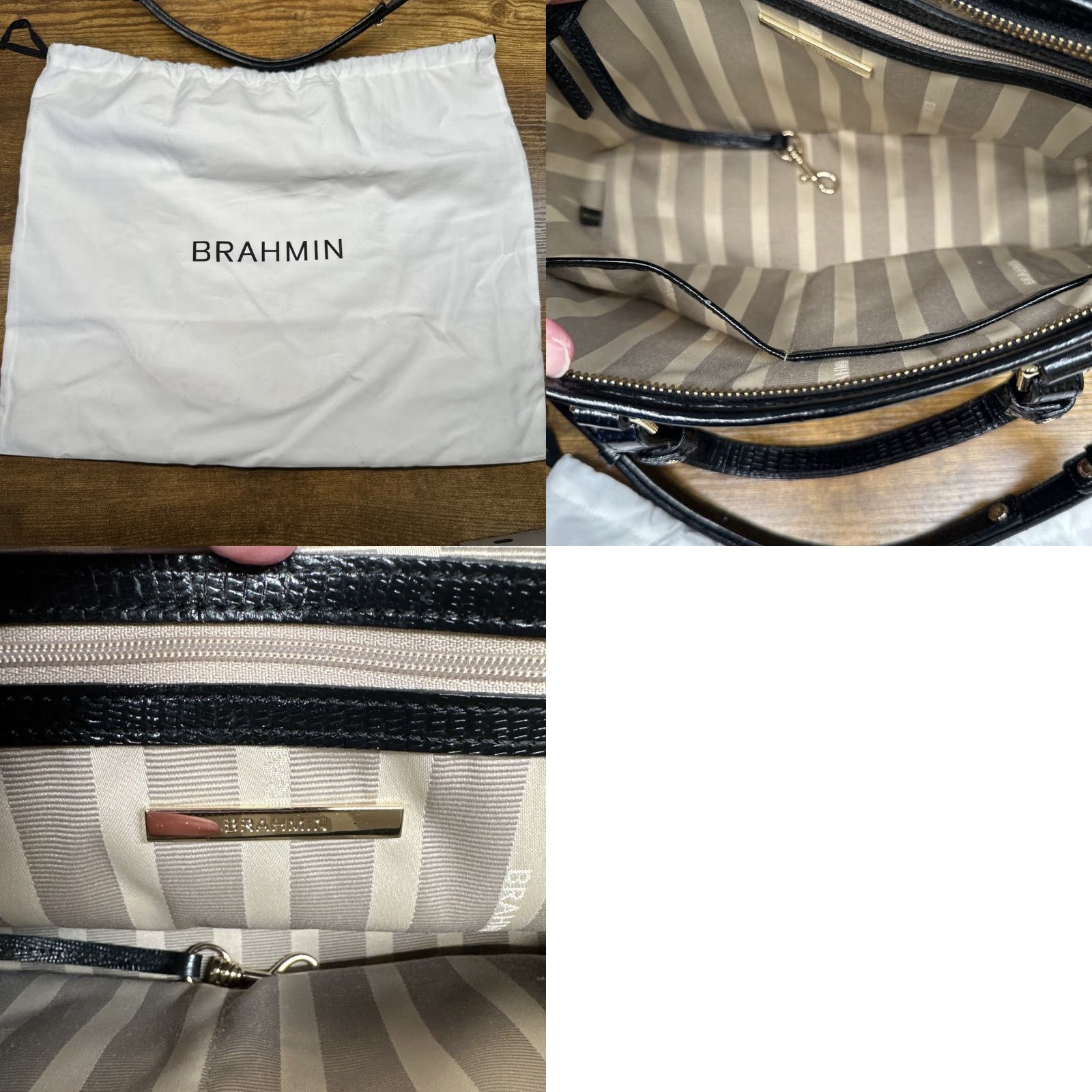BRAHMIN Brahmin Melbourne Collection Mini Asher Croc Embossed Leather Tote Bag Red Shoulder Bag Women Zip Pockets Tassel 22k Gold Beig e Lining Brown/Beige? Size ONE SIZE - 10 Thumbnail
