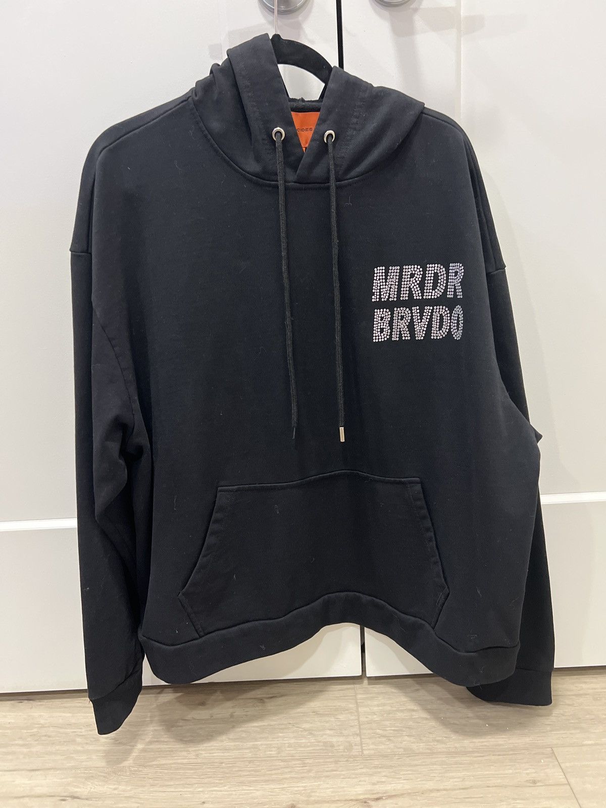 Who decides war black hoodie with rhinestones