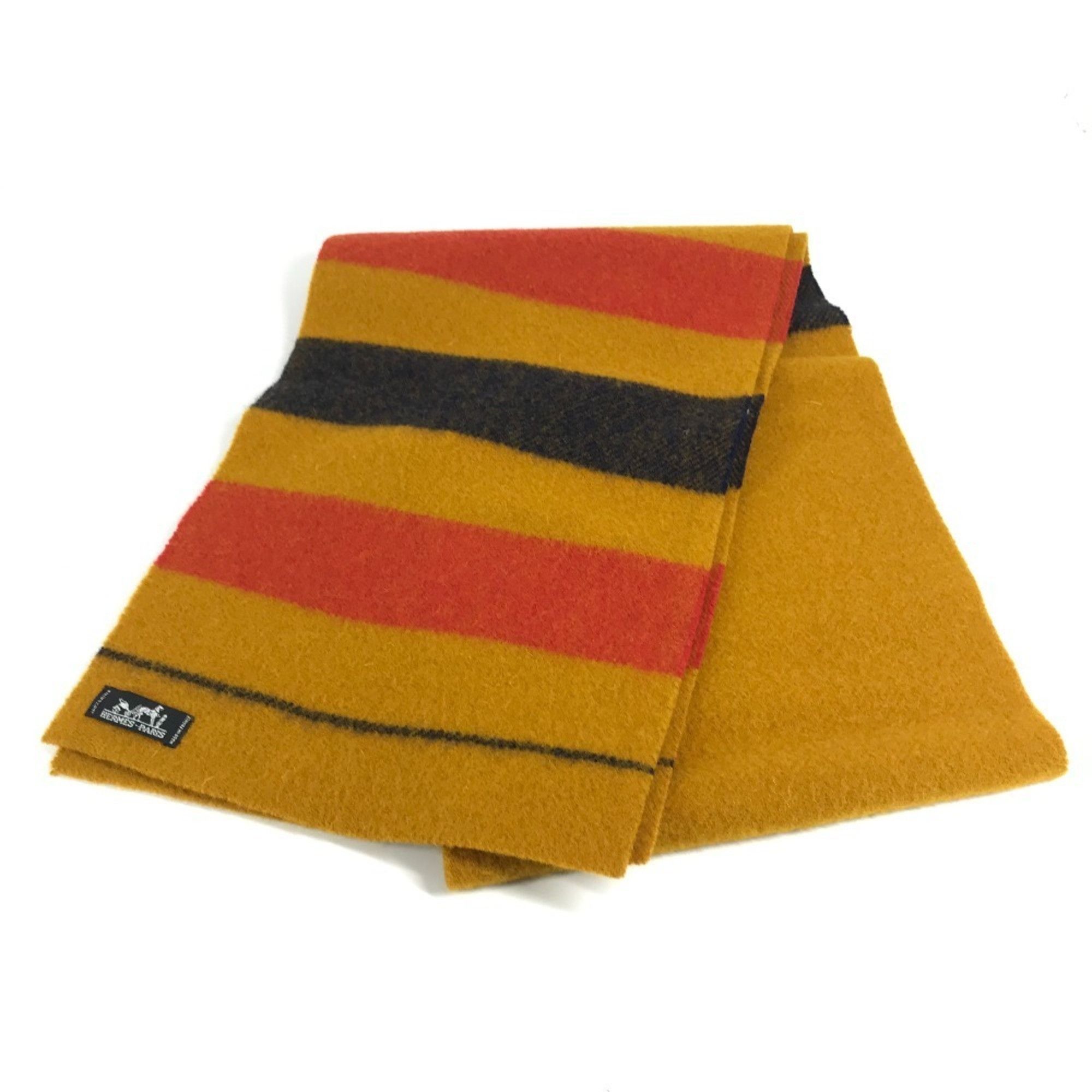 HERMES Rocabar Wool Scarf for Men and Women Yellow