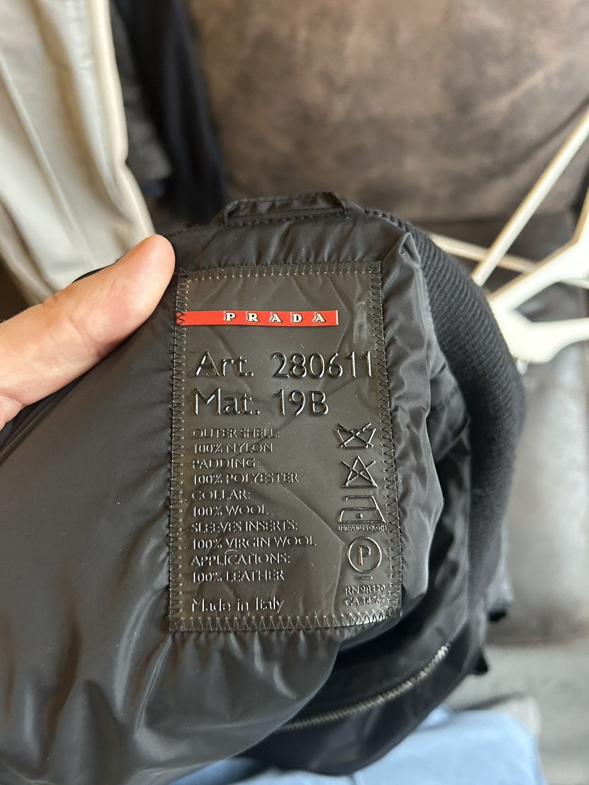 Prada Black Nylon Jacket with Wool and Leather Details Size S / US 4 / IT 40 - 10 Thumbnail