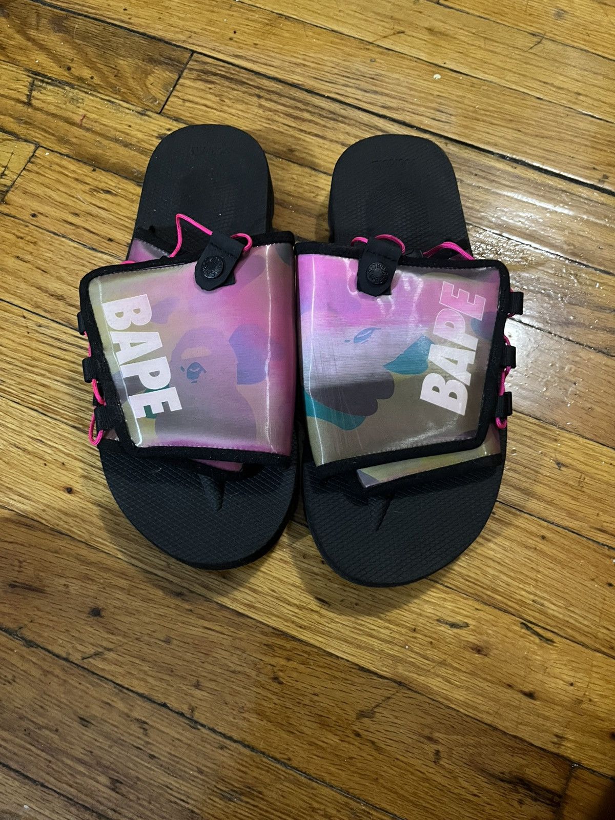 Bape Bape suicoke slides iridescent pink Size US 9 / EU 42 - 1 Thumbnail