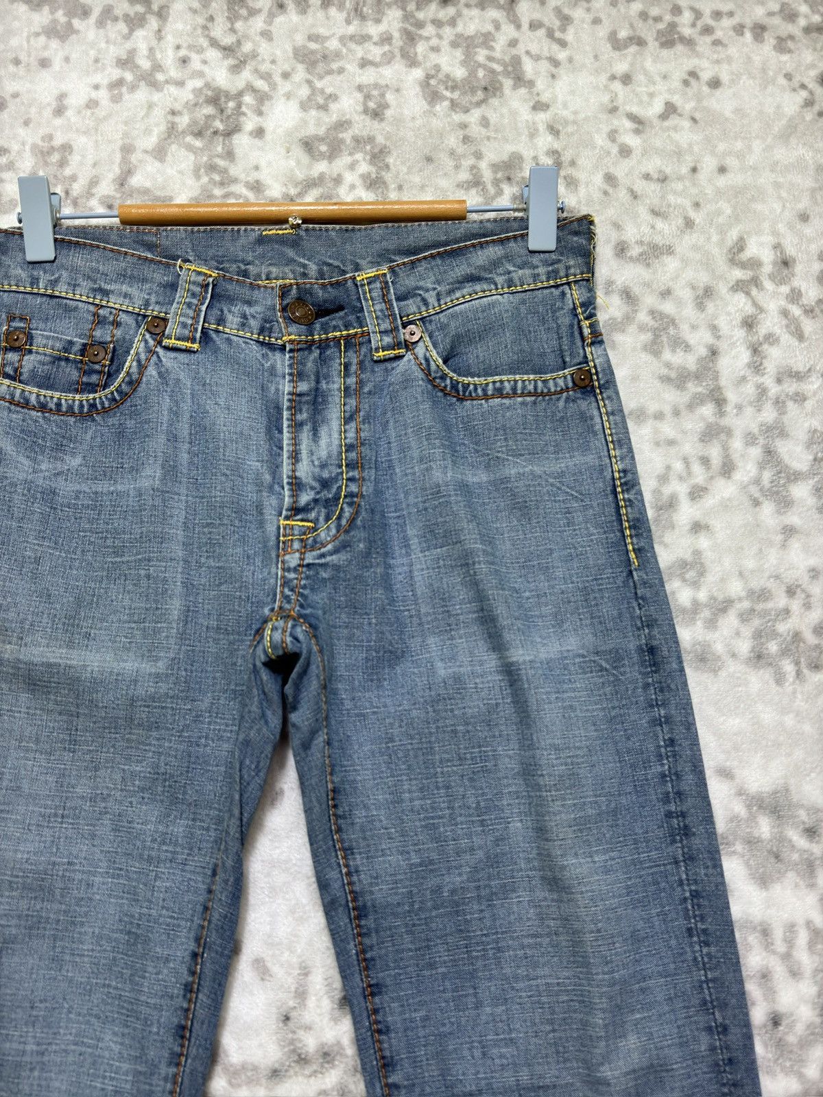 Evisu Evisu GENES Flare Jeans Red Stitches Logo Denim Y2K Archive Size 28" / US 6 / IT 42 - 5 Thumbnail