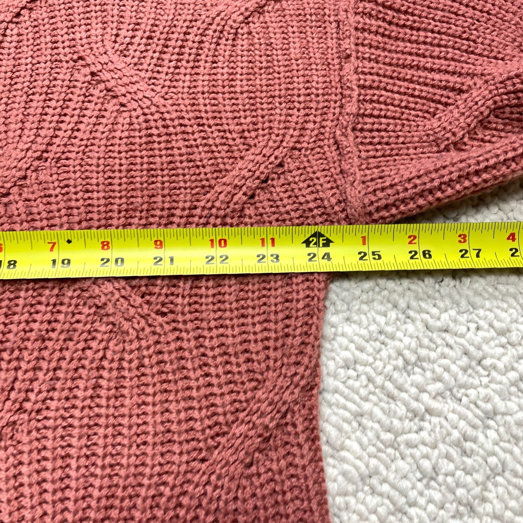 Tommy Hilfiger VINTAGE Poof Apparel Sweater Womens Large Pink Turtleneck Cable Knit Acrylic Pullover Size S / US 4 / IT 40 - 5 Thumbnail
