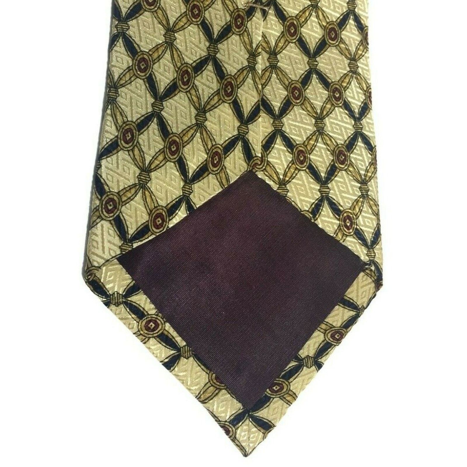 Countess Mara Countess Mara USA Yellow Geometric 100% Silk Necktie Tie Size ONE SIZE - 2 Thumbnail