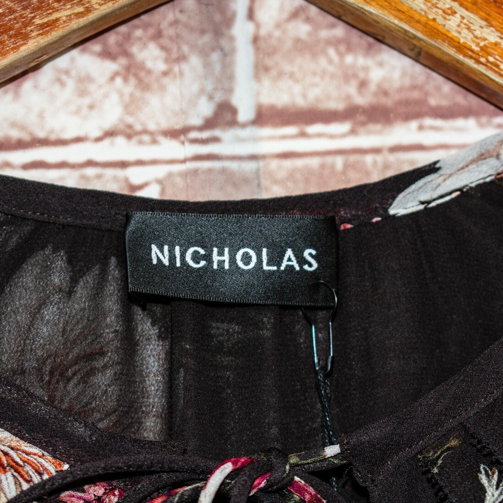 NICHOLAS NICHOLAS Black Burgundy Floral Cascade Ruched Mini Dress Size XS / US 0-2 / IT 36-38 - 4 Thumbnail